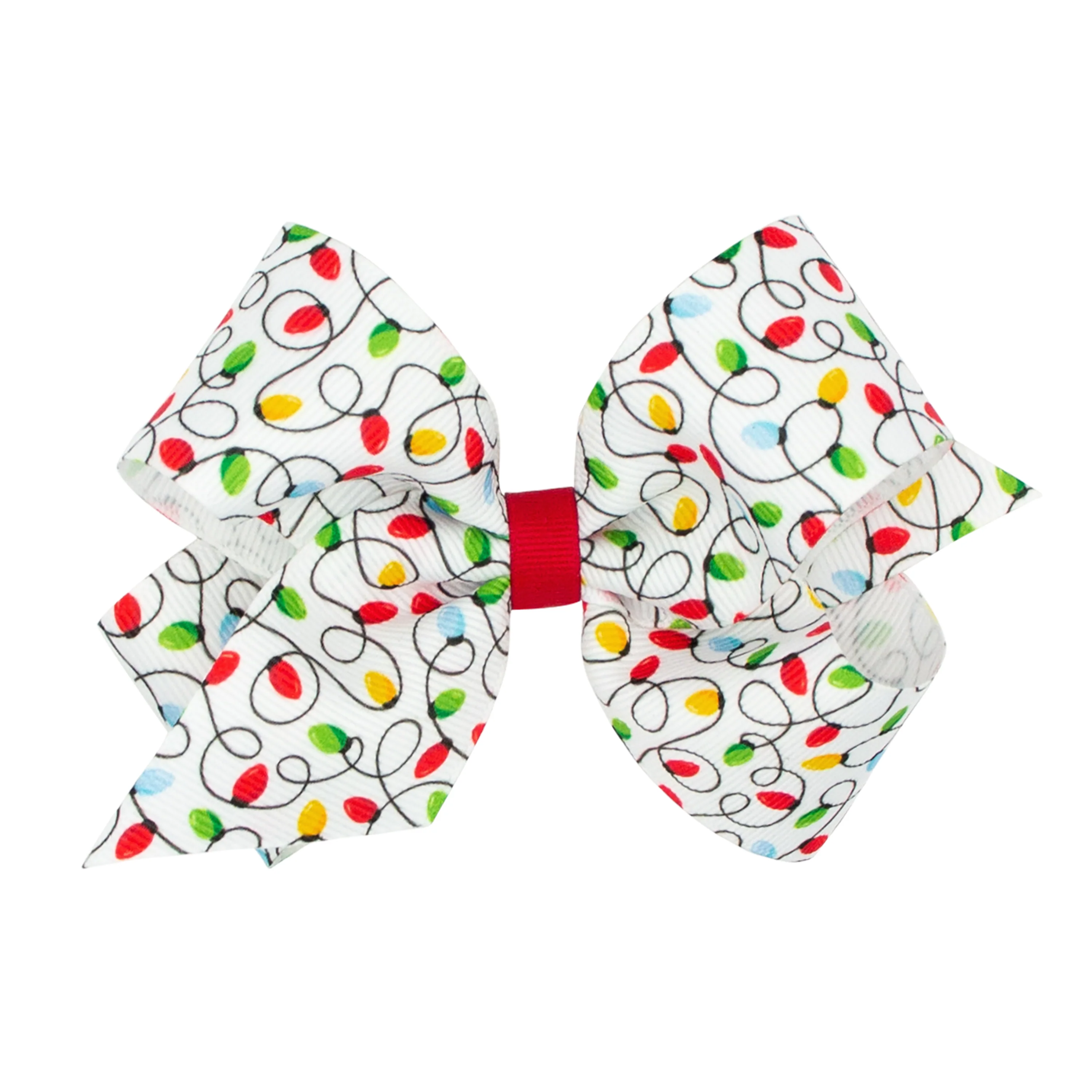 Christmas Lights Print Grosgrain Bow - Image 3