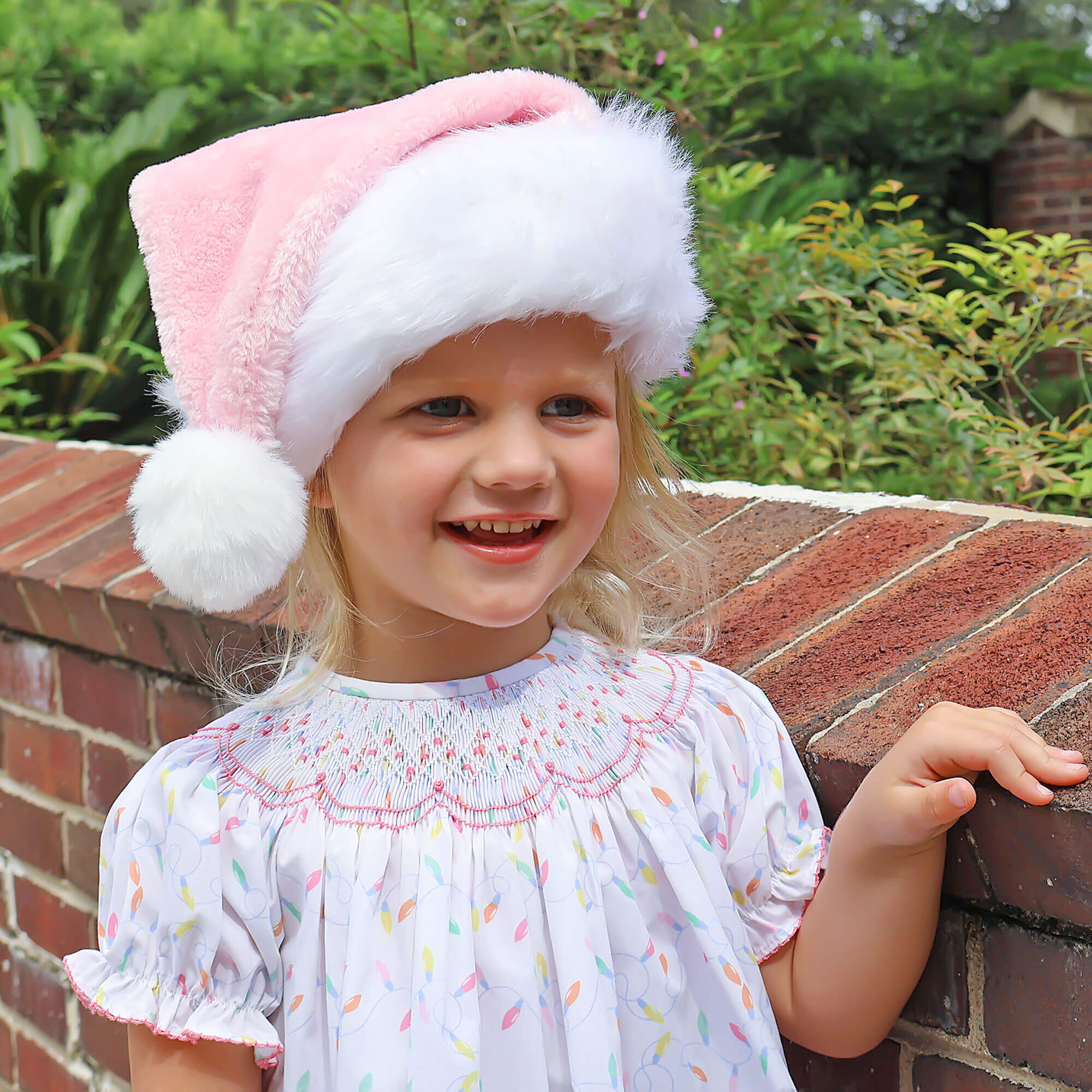 Christmas Lights White Print Smocked Bloomer Set - Image 5