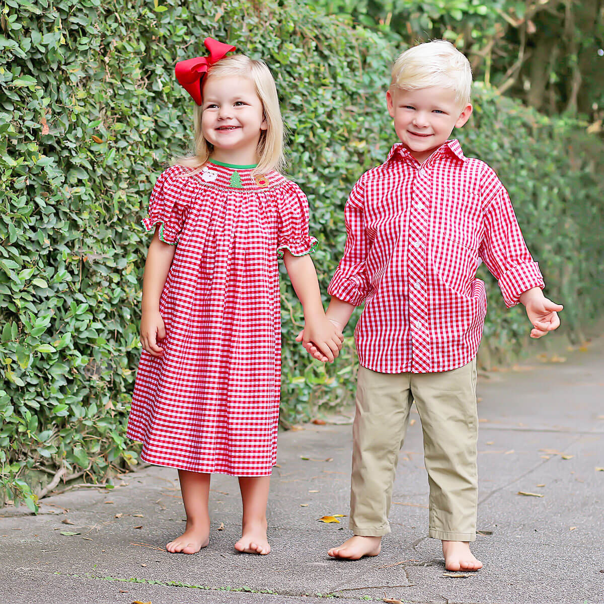 Christmas Smocked Red Check Bishop Dress - Image 4