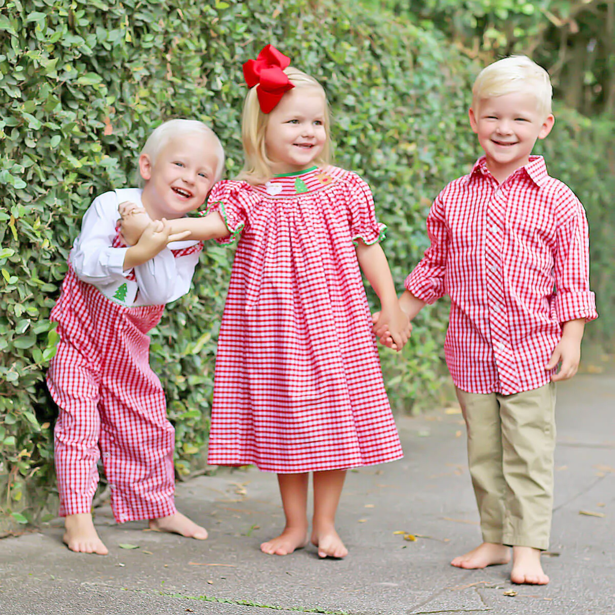Christmas Smocked Red Check Bishop Dress - Image 6