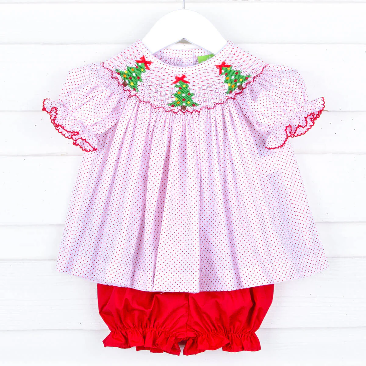Whimsical Smocked Tree Red Dot Bloomer Set - Image 3