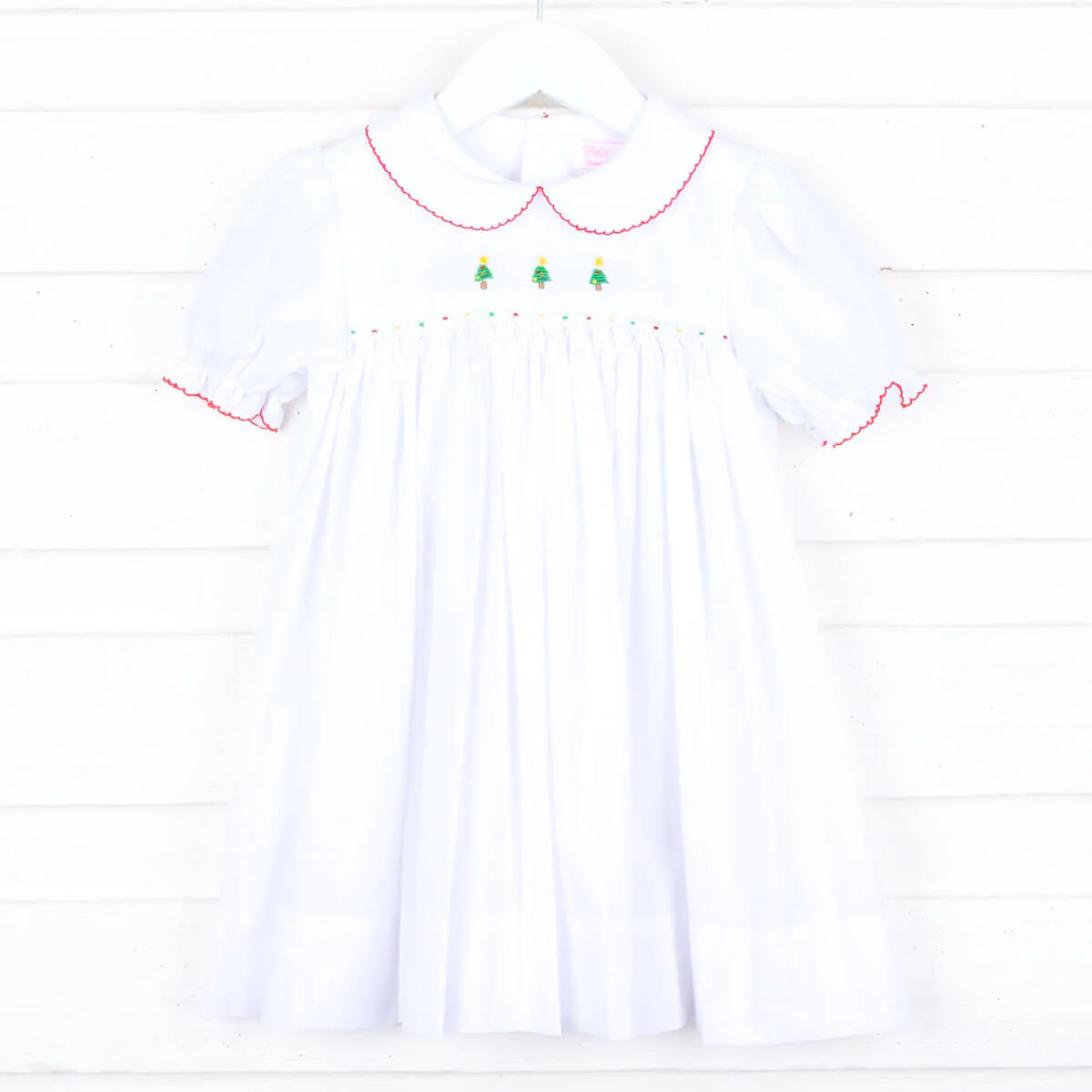 Christmas Tree Embroidery White Dress - Image 2