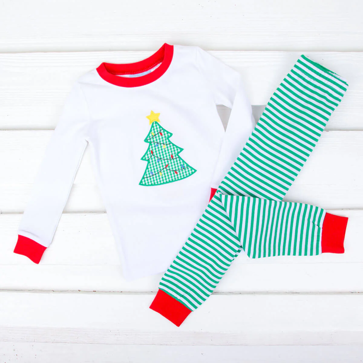 Christmas Tree Green Stripe Pajamas - Image 3