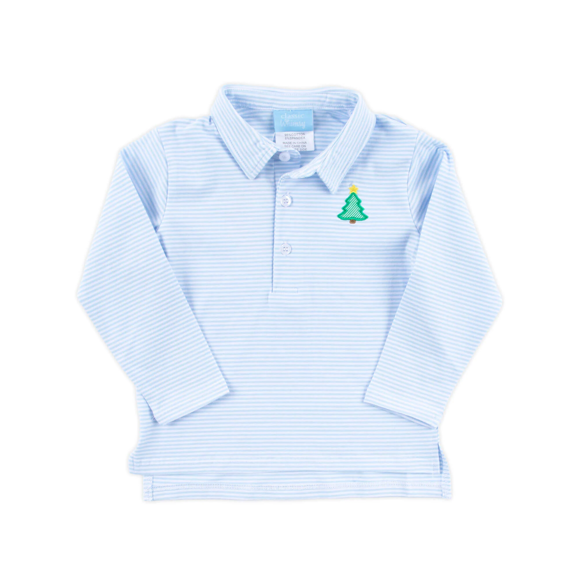 Christmas Tree Light Blue Stripe Polo - Image 2