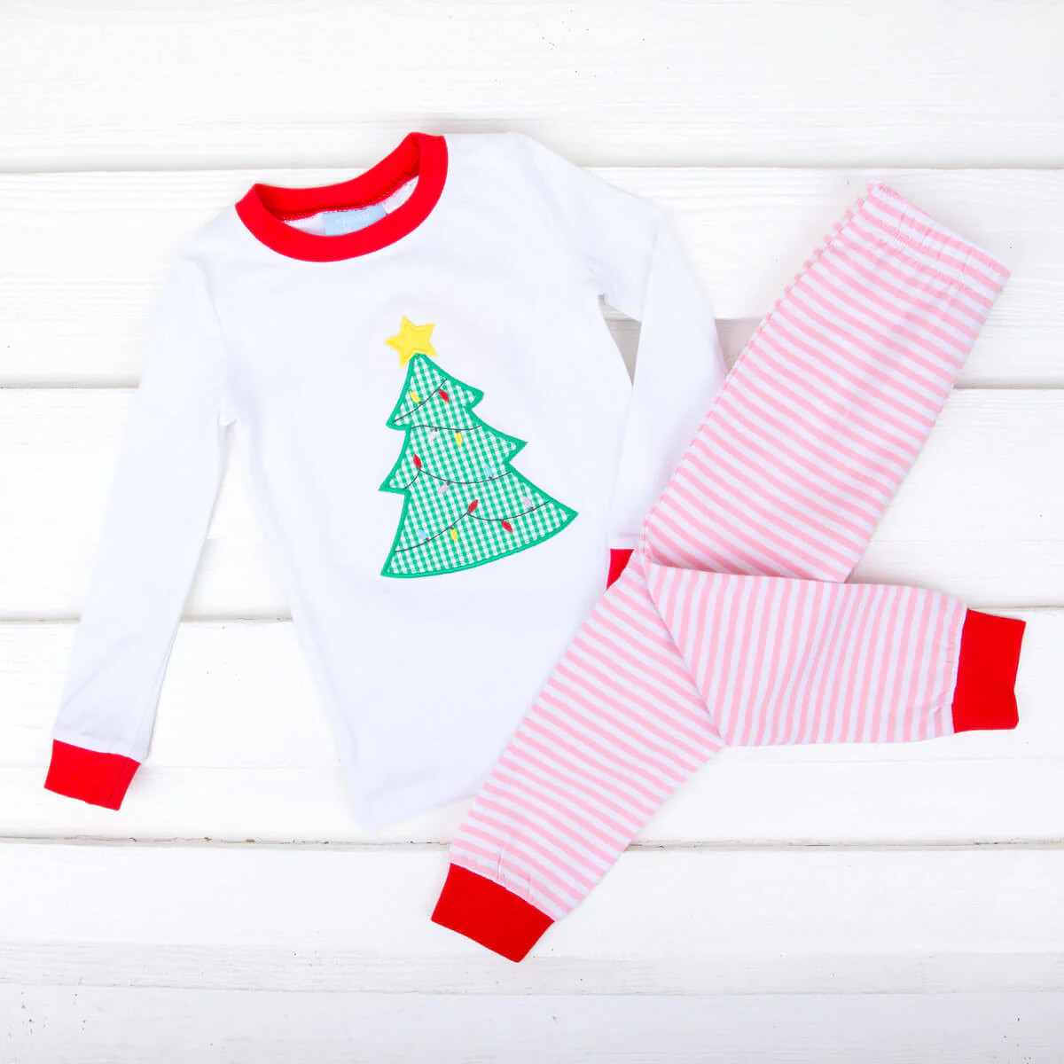Christmas Tree Pink Stripe Pajamas - Image 4