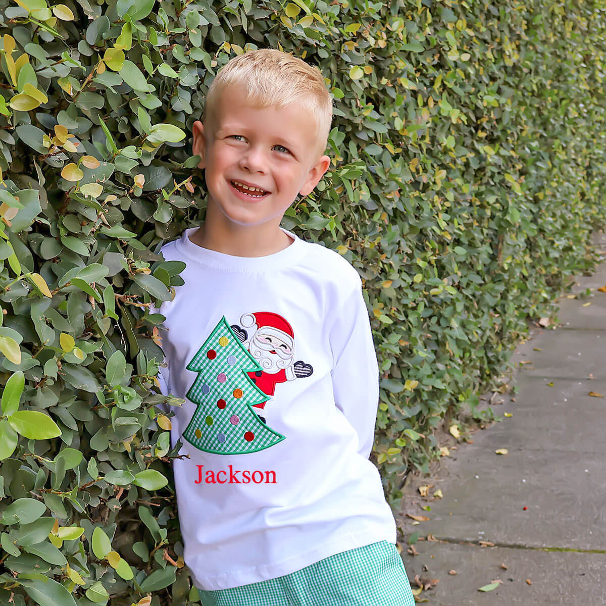 Santa Christmas Tree White Long Sleeve Shirt - Image 2