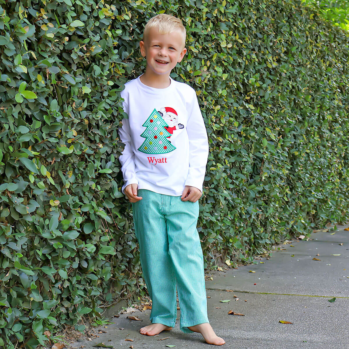 Santa Christmas Tree White Long Sleeve Shirt - Image 3
