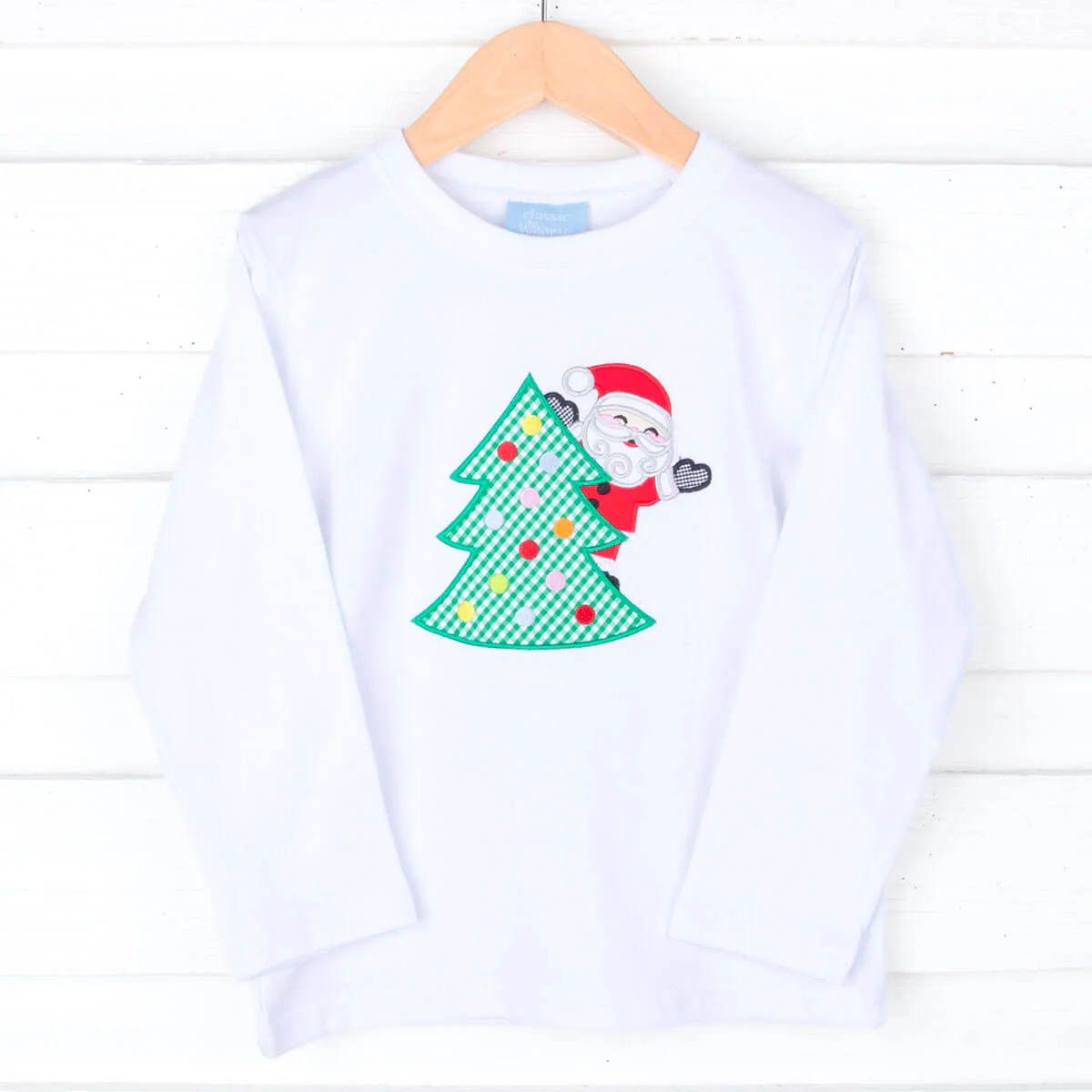Santa Christmas Tree White Long Sleeve Shirt - Image 4