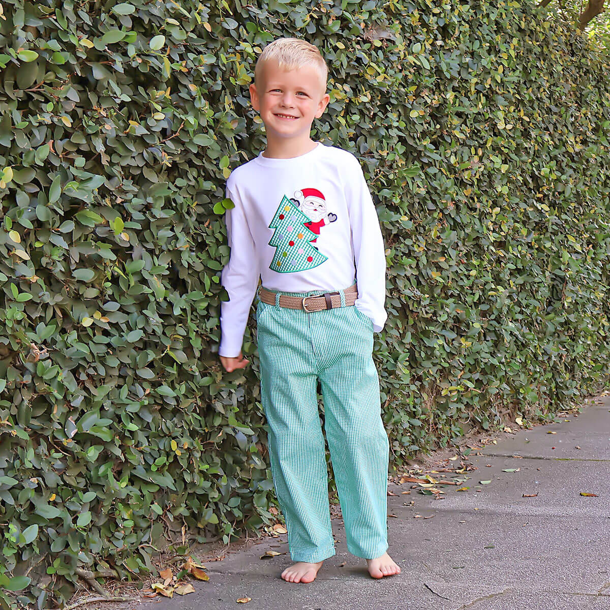 Santa Christmas Tree White Long Sleeve Shirt - Image 5