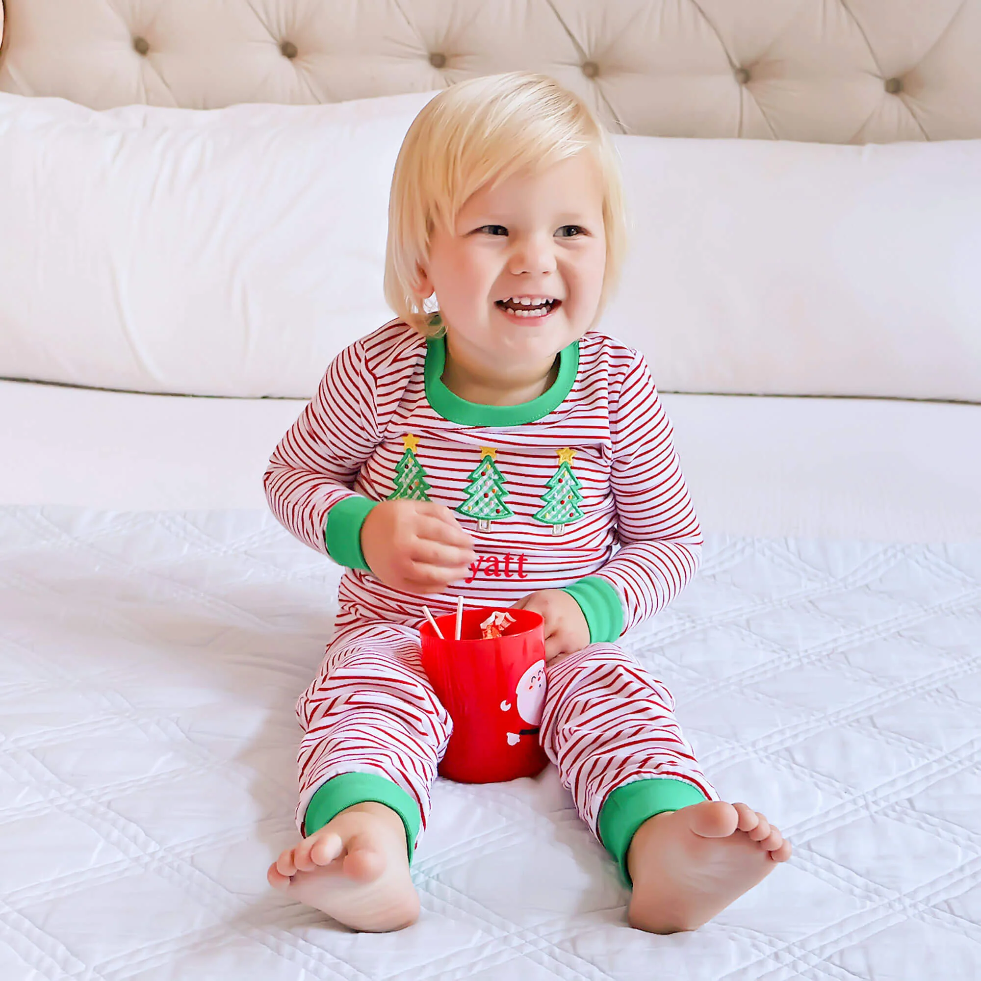 Christmas Trees Red Stripe Pajamas - Image 2