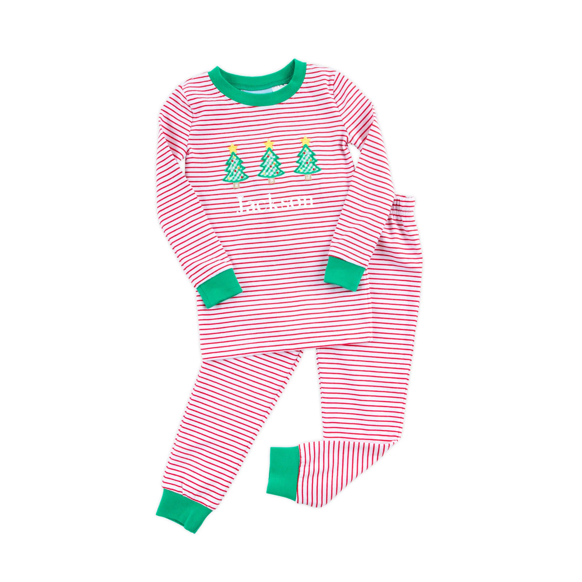 Christmas Trees Red Stripe Pajamas - Image 3