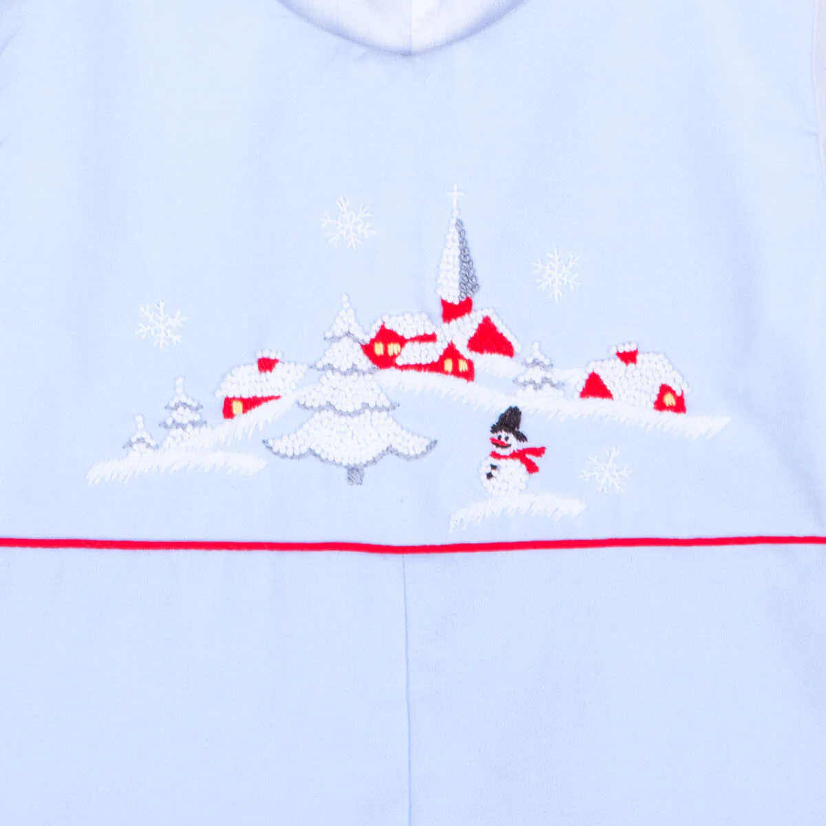 Christmas Village Embroidered Blue Longall - Image 2