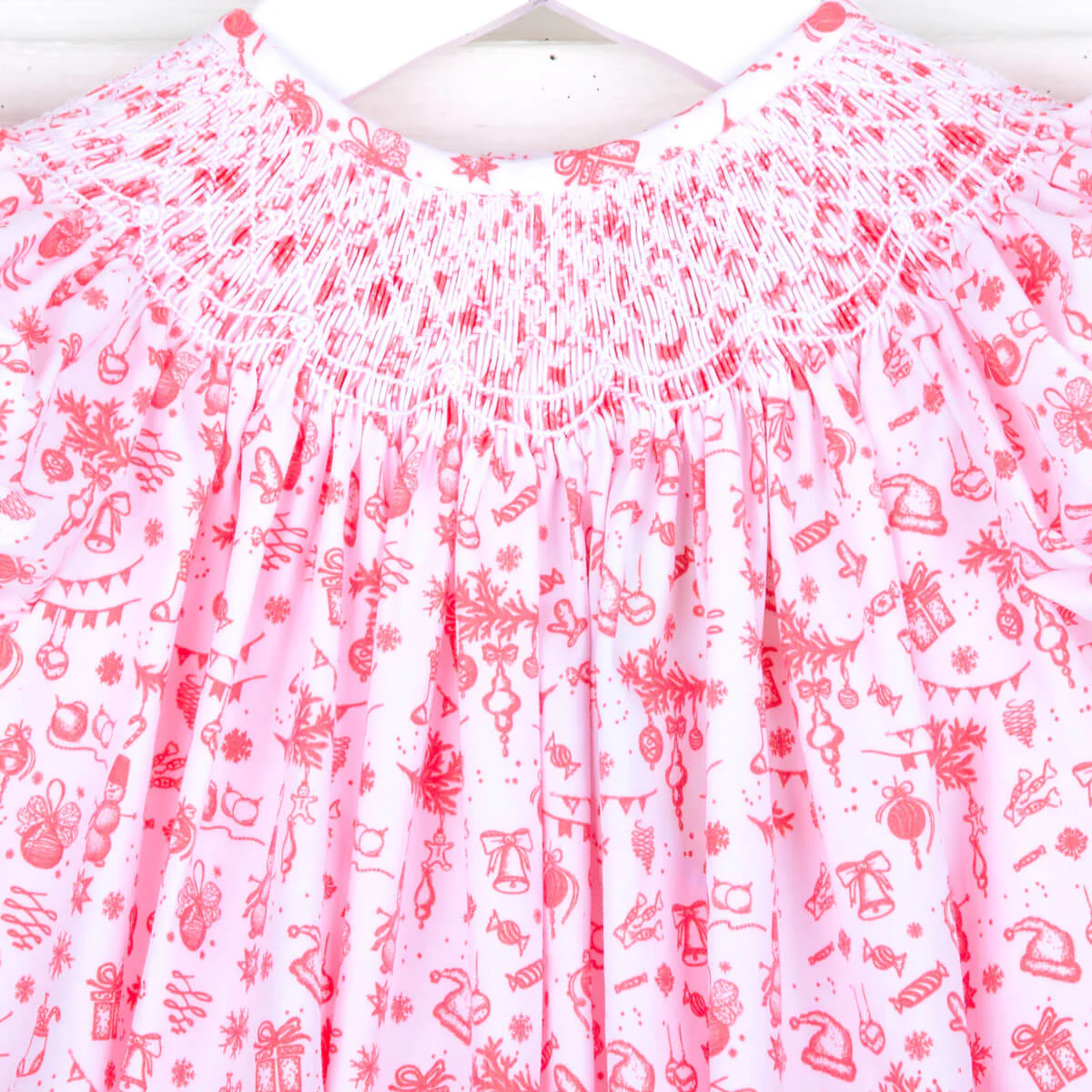 Christmas Wonderland Red Smocked Long Bubble - Image 5