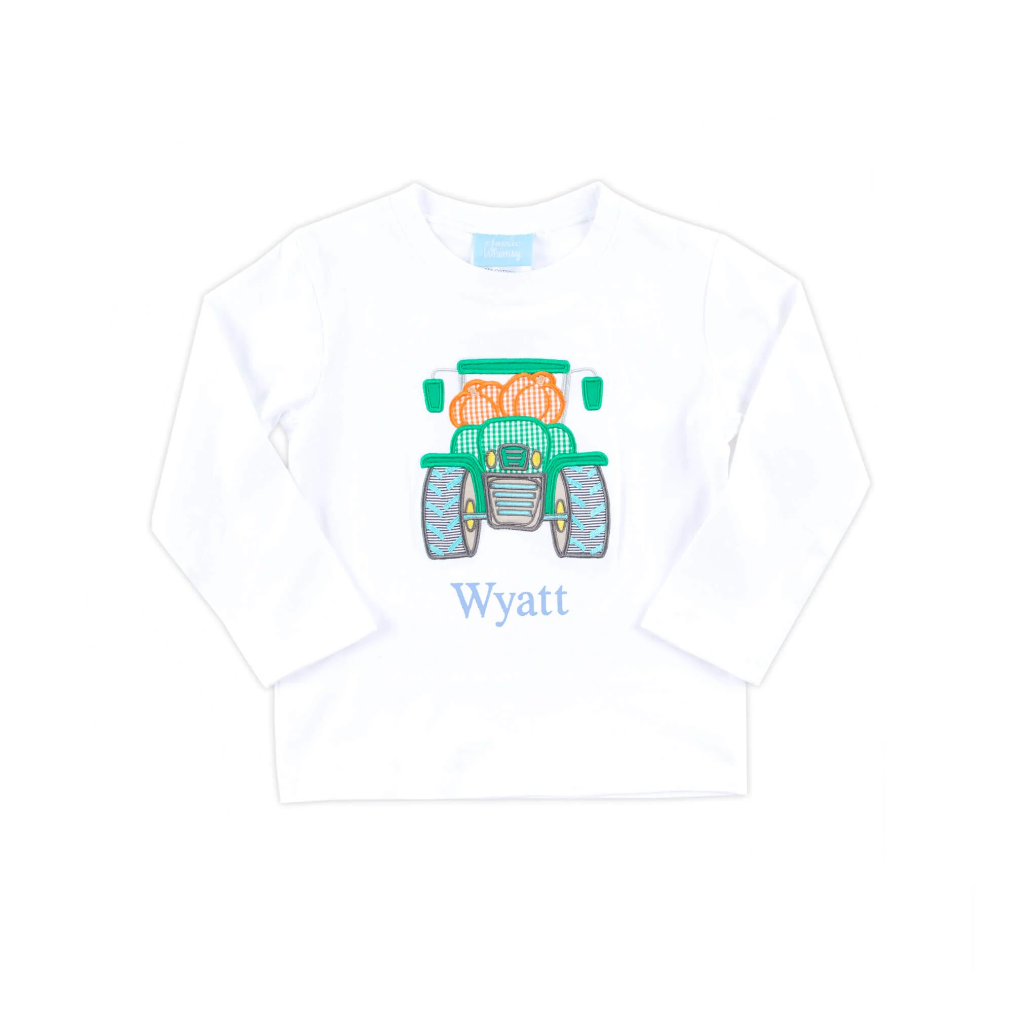Cluster Pumpkin Tractor White Long Sleeve Shirt - Image 2