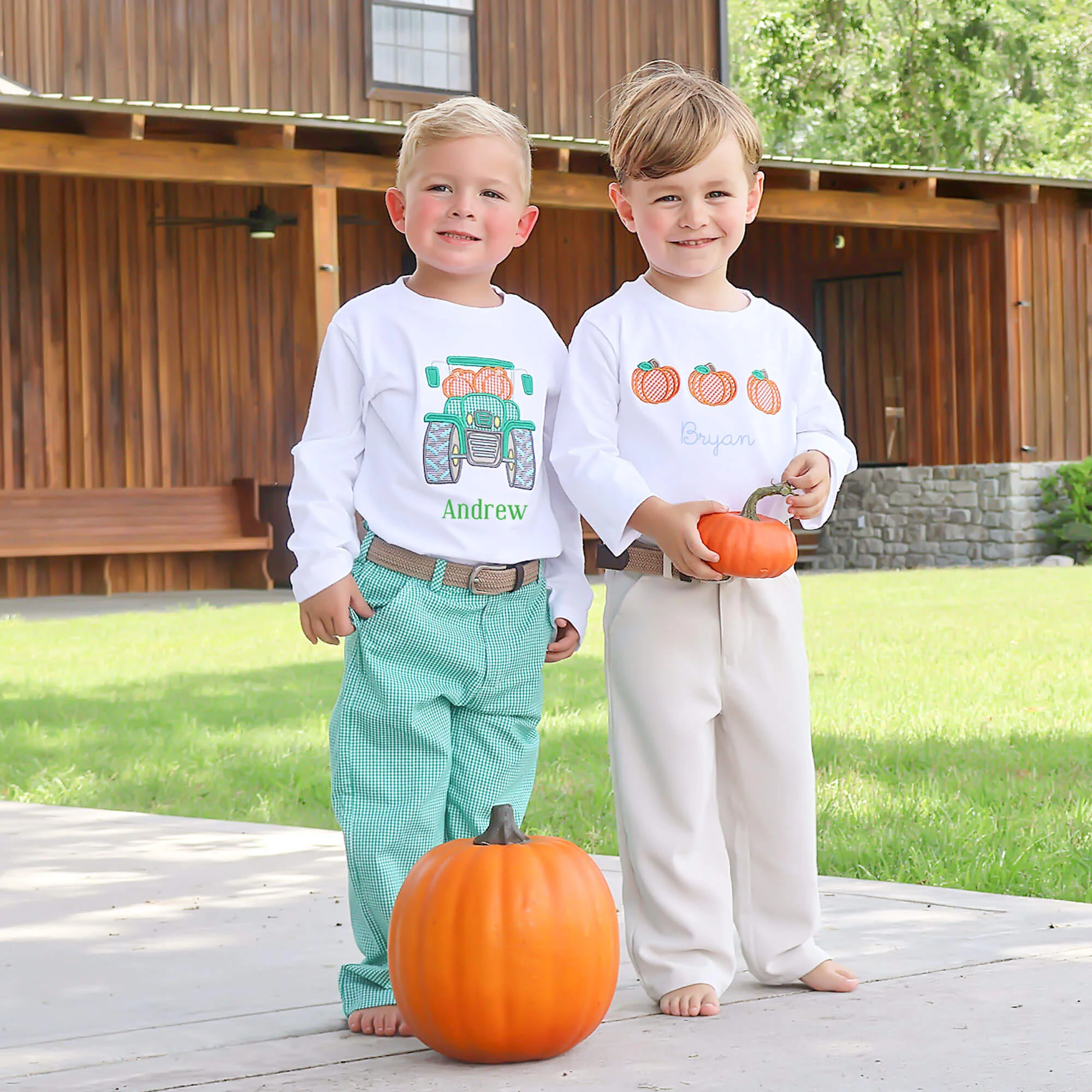 Cluster Pumpkin Tractor White Long Sleeve Shirt - Image 5