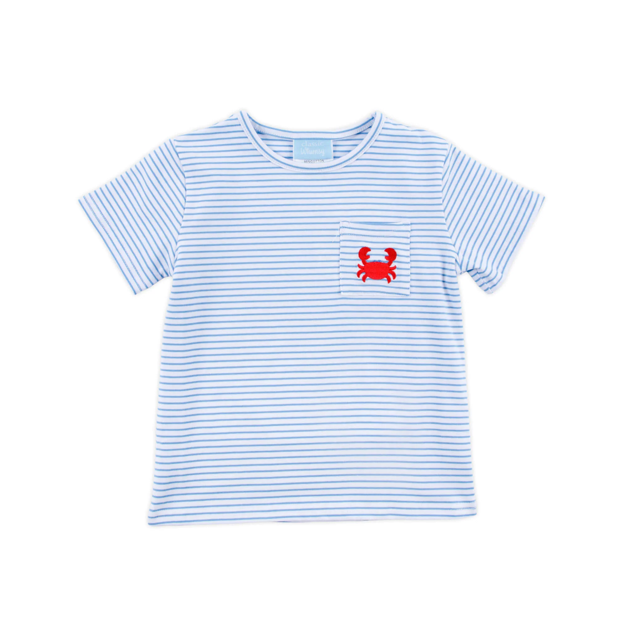 Coastal Crab Blue Stripe Short Sleeve Pocket Shirt - Image 2