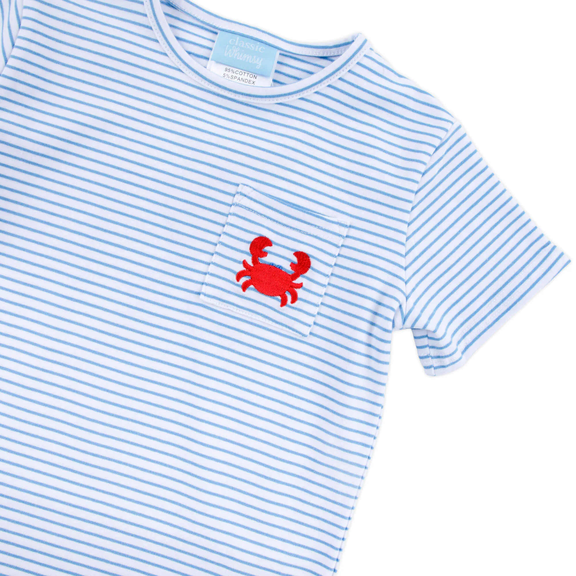 Coastal Crab Blue Stripe Short Sleeve Pocket Shirt - Image 4