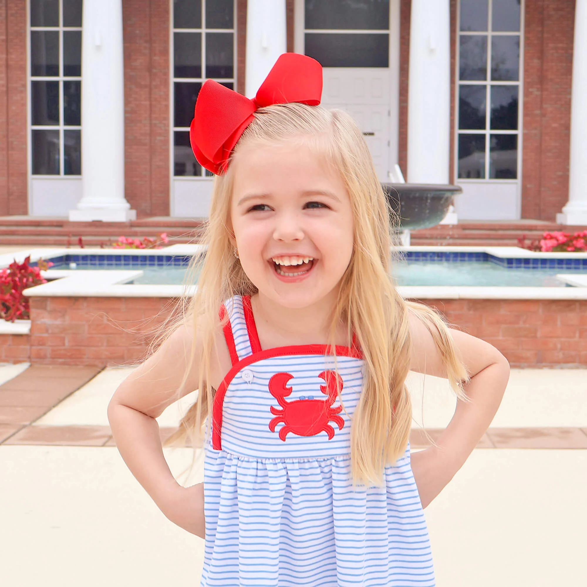 Coastal Crab Blue Stripe Skyler Dress - Image 3