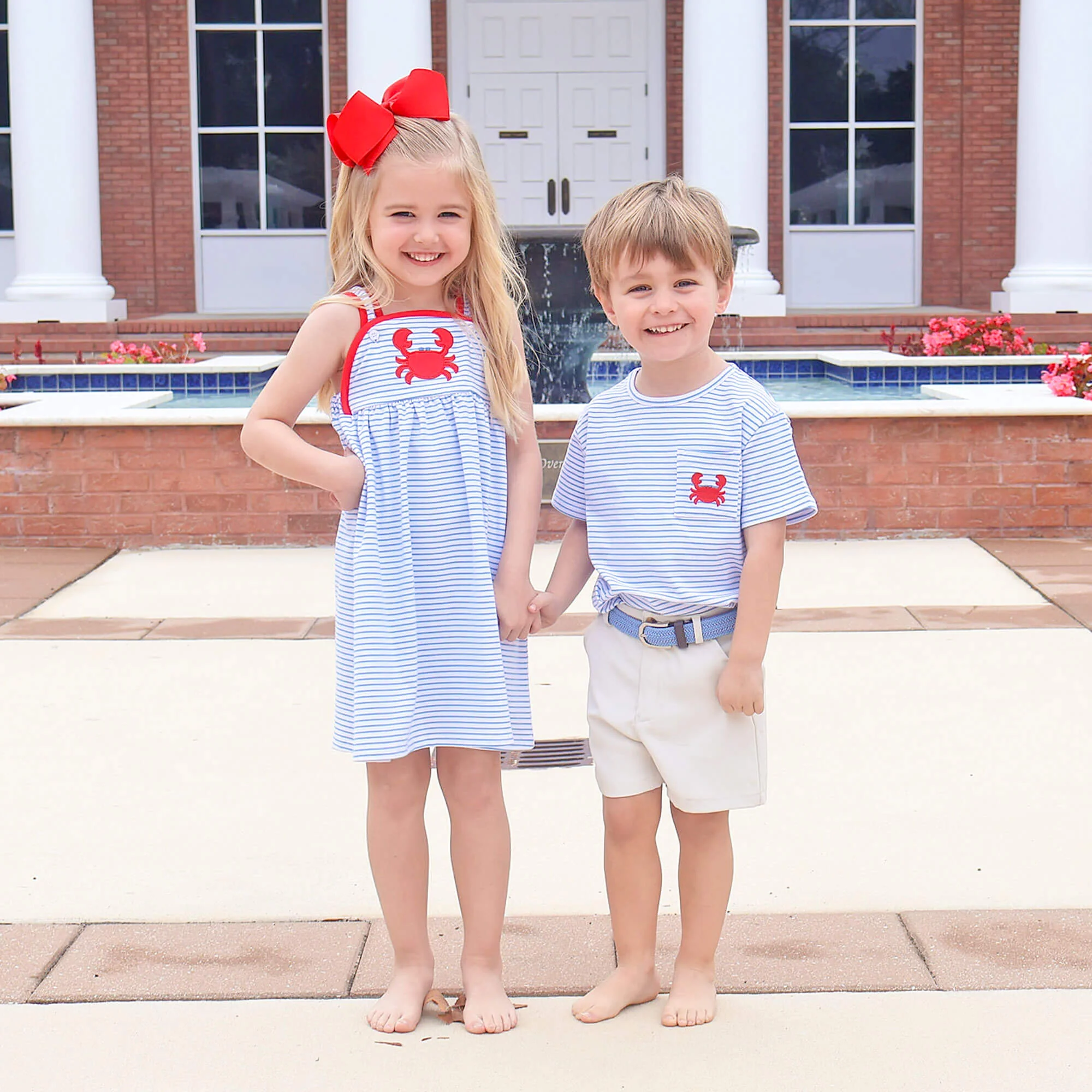 Coastal Crab Blue Stripe Skyler Dress - Image 6