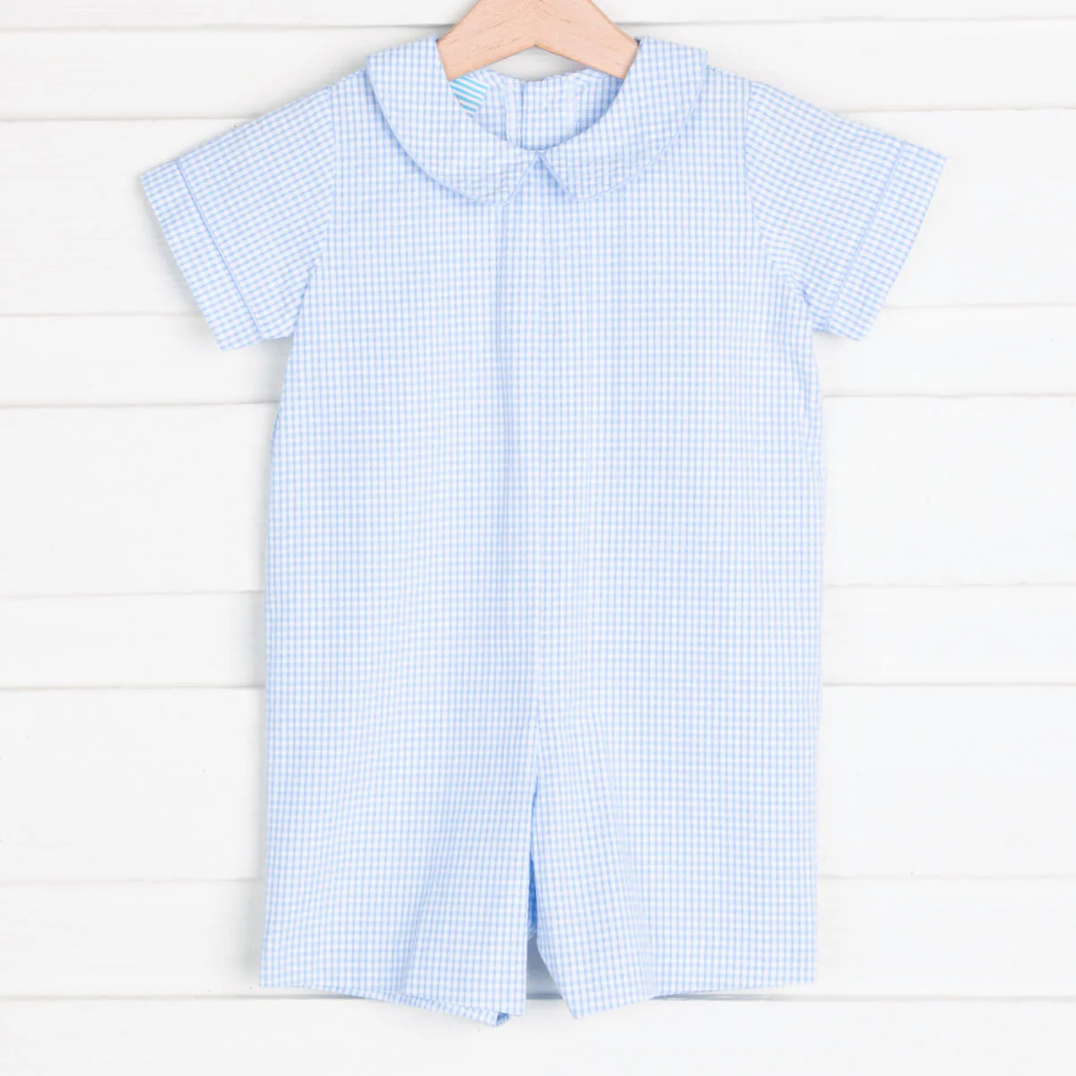Collared Boy Romper Blue Stripe - Image 2