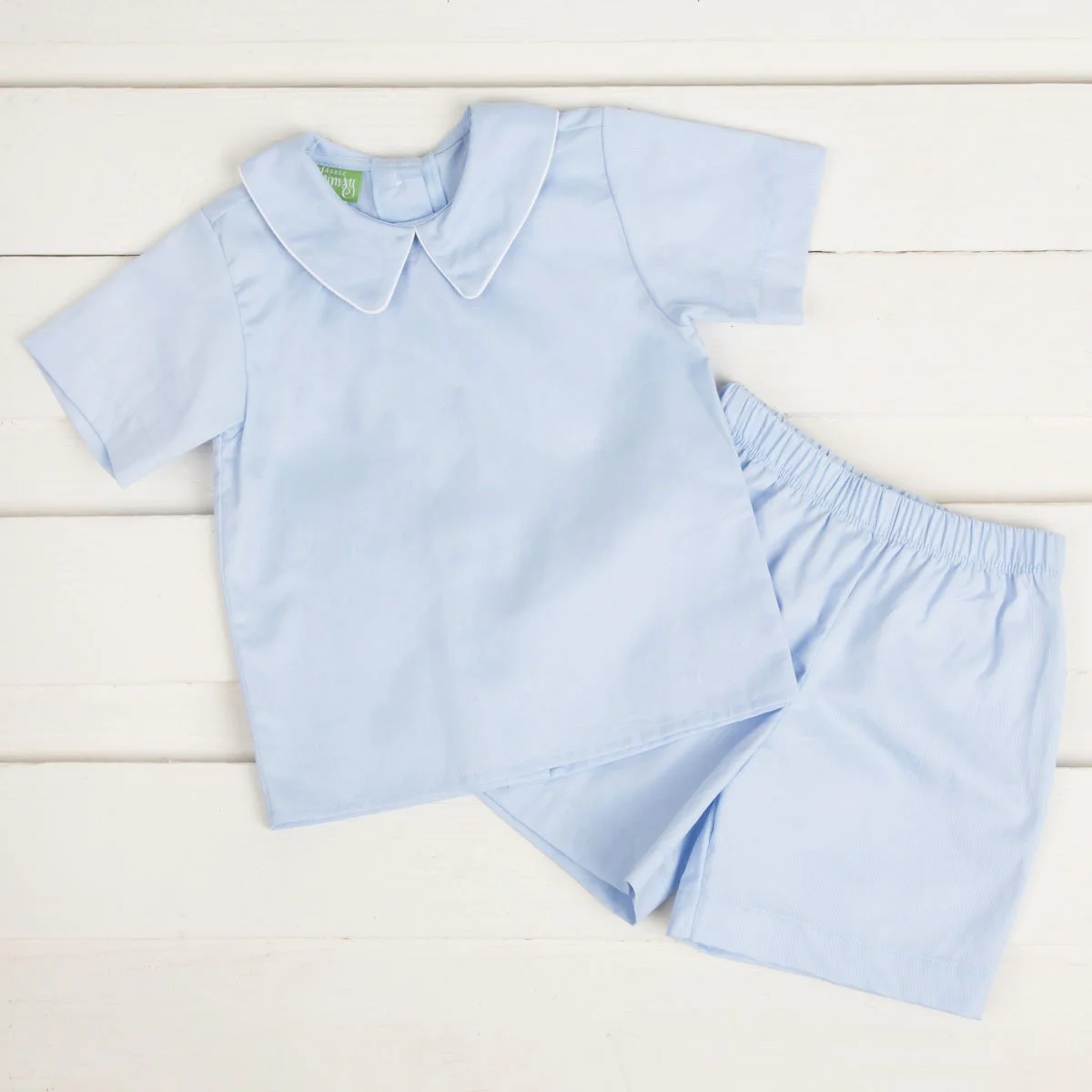 Collared Short Set Light Blue Pique - Image 2