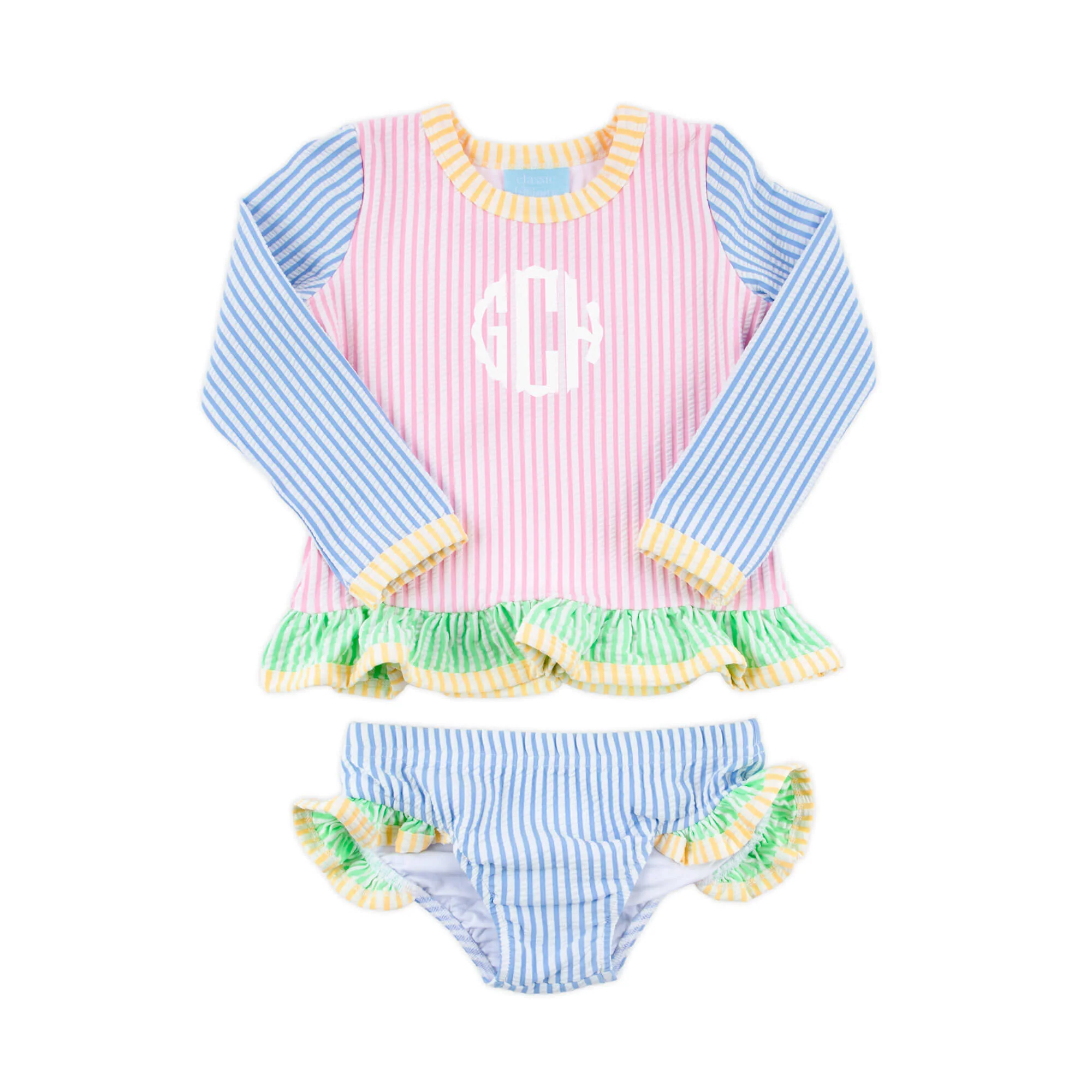 Colorblock Seersucker Rash Guard Set - Image 2