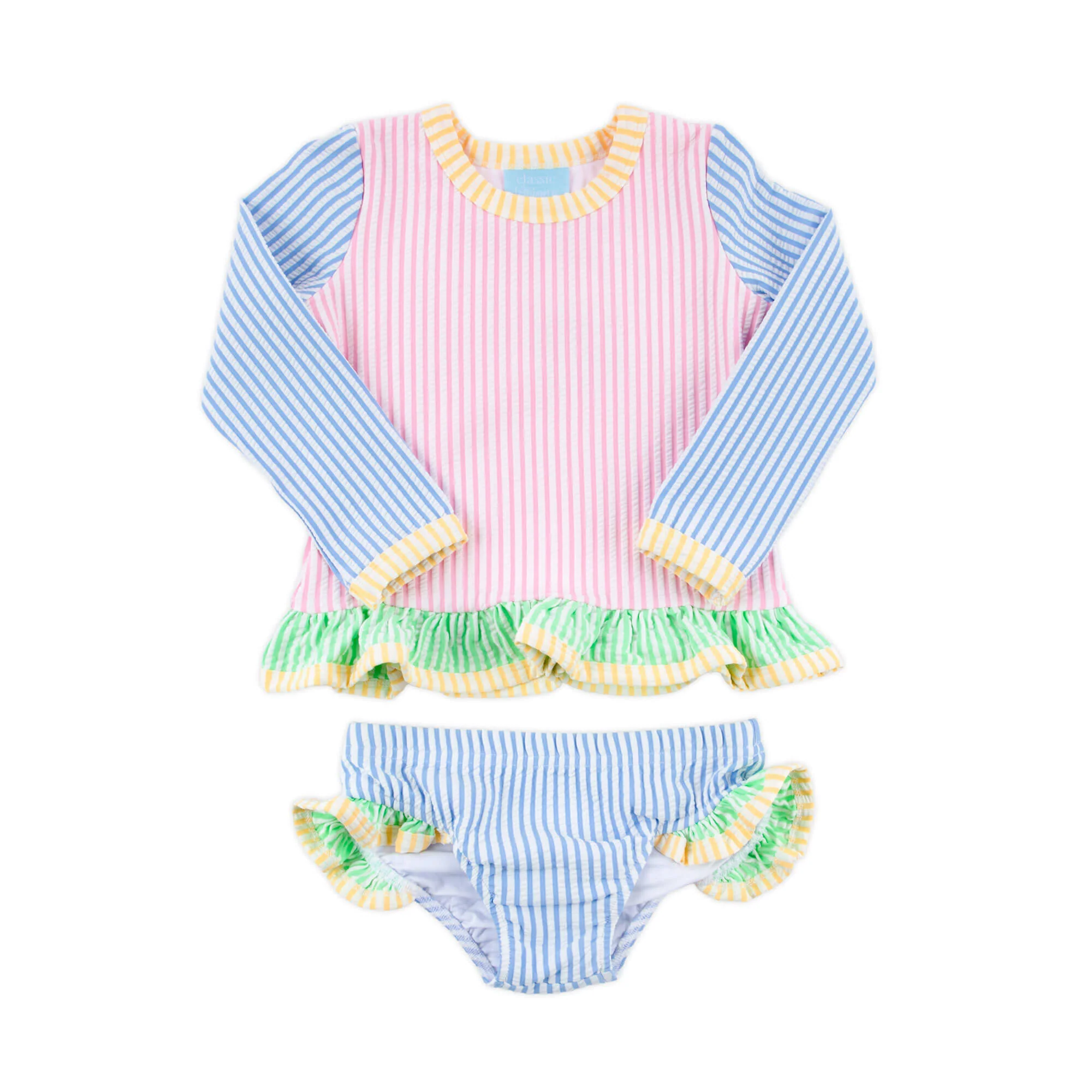 Colorblock Seersucker Rash Guard Set - Image 4
