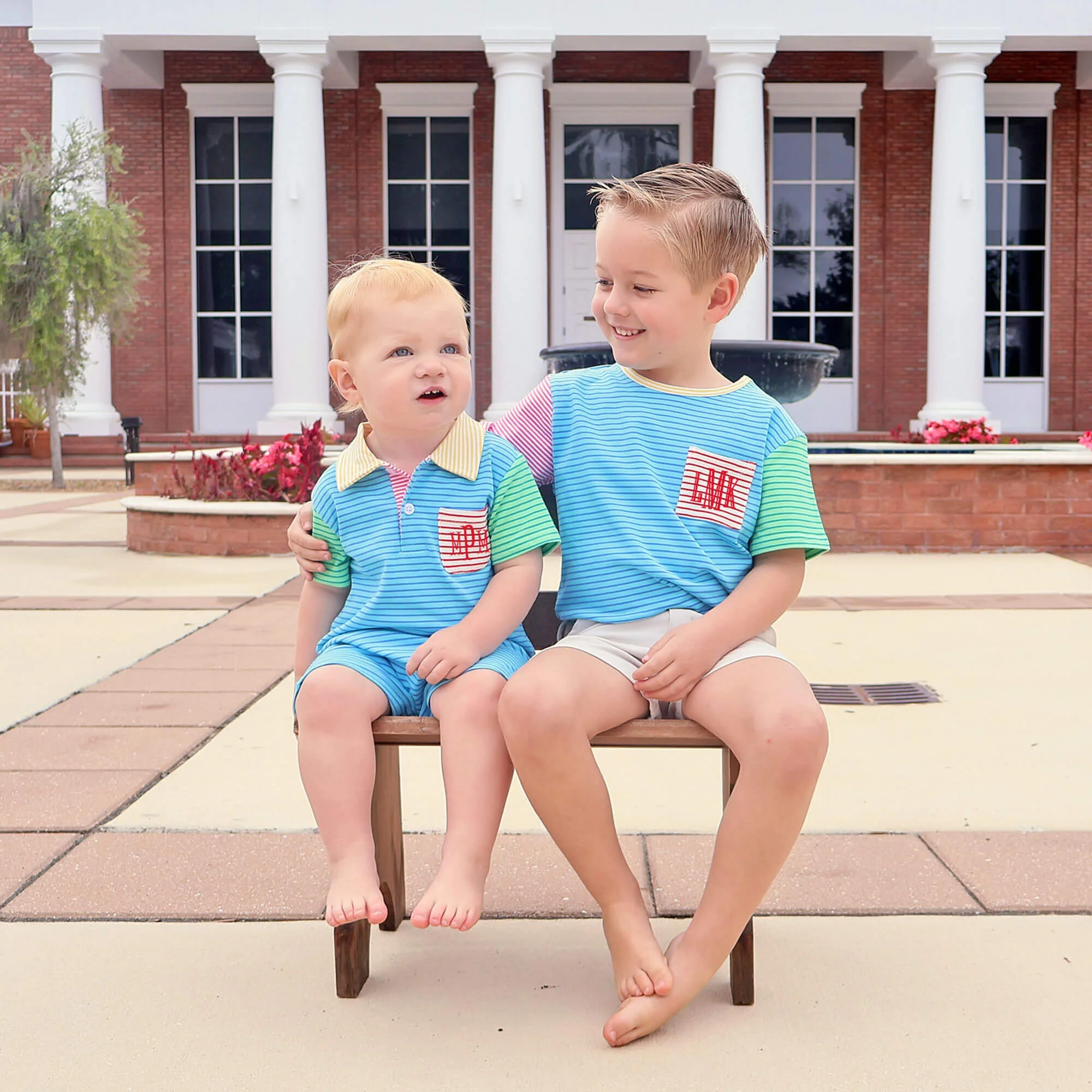 Colorblock Stripe Polo Romper - Image 3