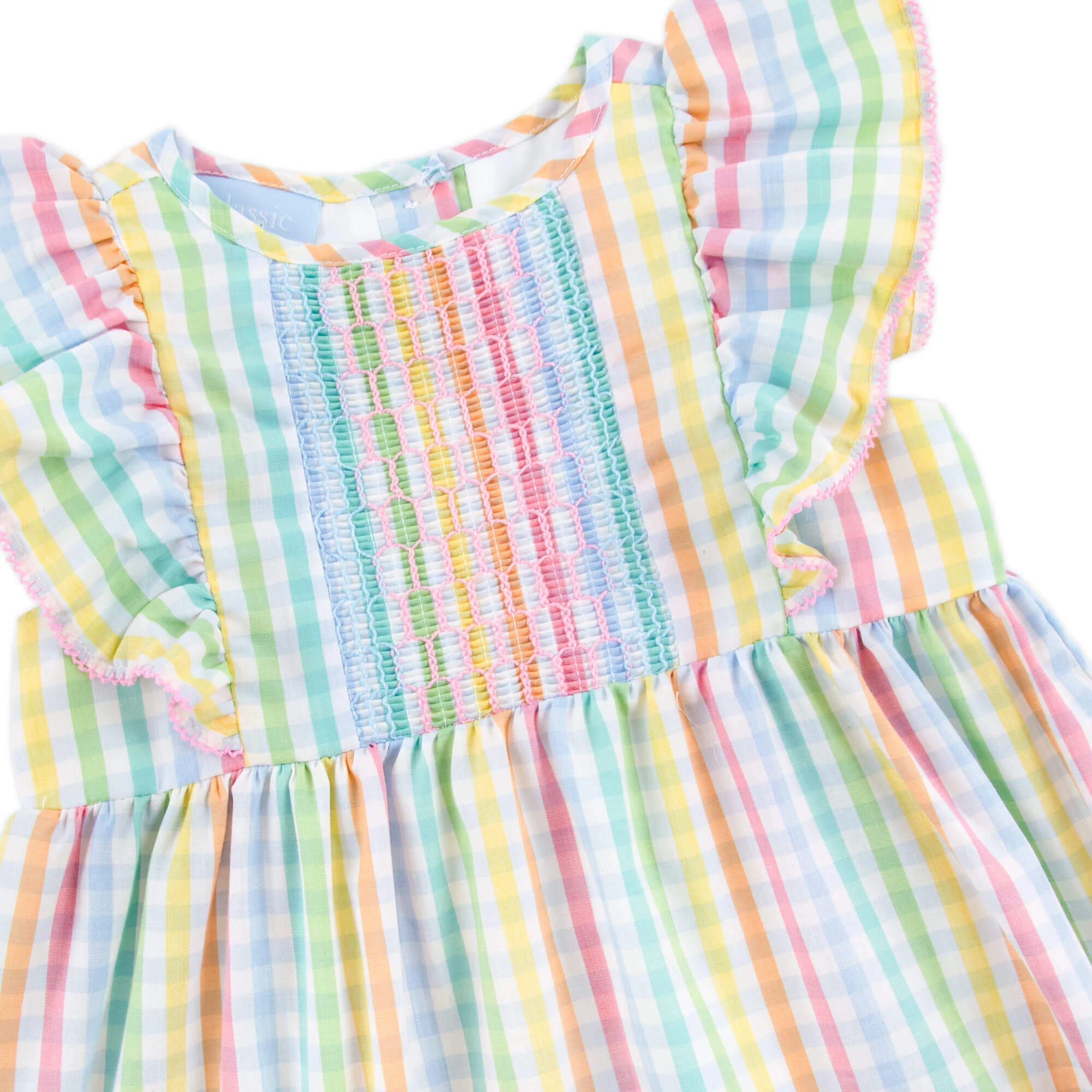 Colorful Multi Plaid Smocked Rachel Bloomer Set - Image 2