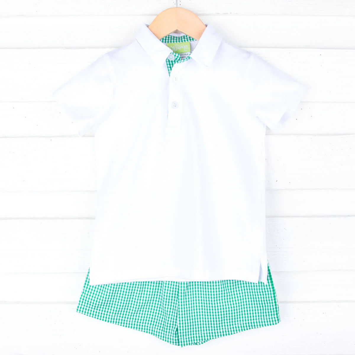 Green Gingham Polo Short Set - Image 2