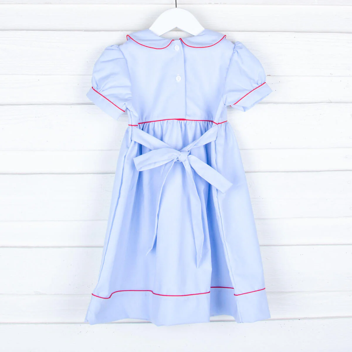 Christmas Village Embroidered Blue Dress - Image 3