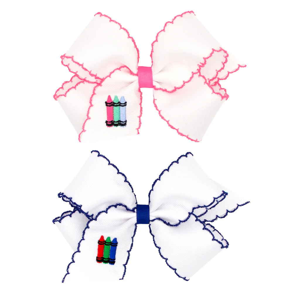 Crayons Embroidered Moonstitch Bow - Image 3