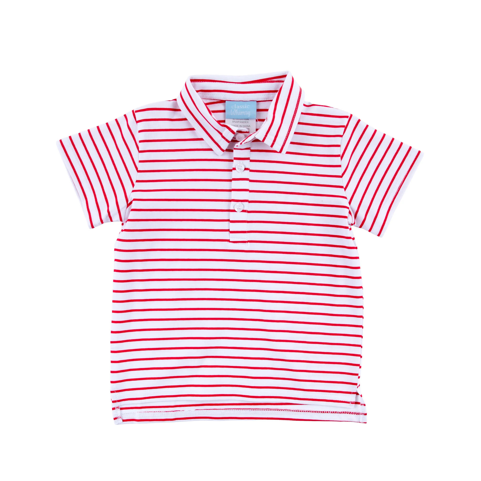 Crimson Red Stripe Knit Short Sleeve Polo - Image 3