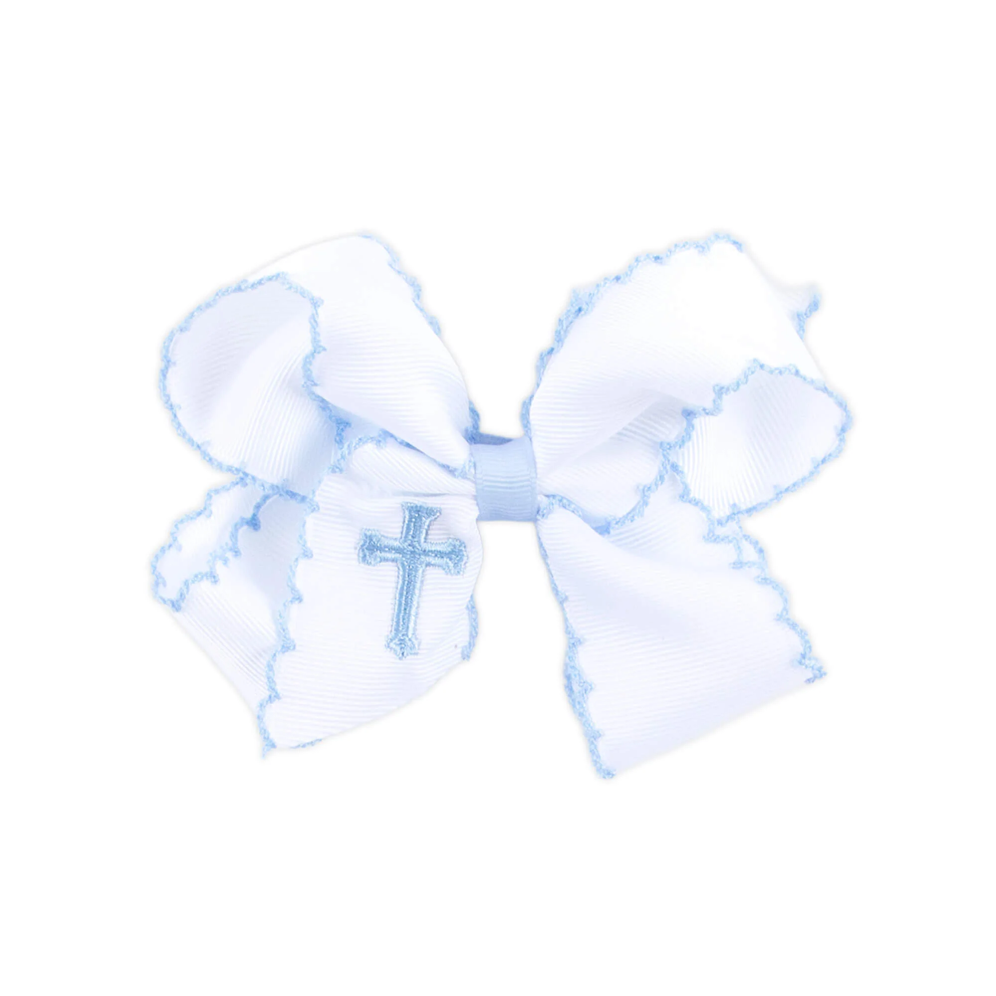 Cross Embroidered Moonstitch Hair Bow - Image 2