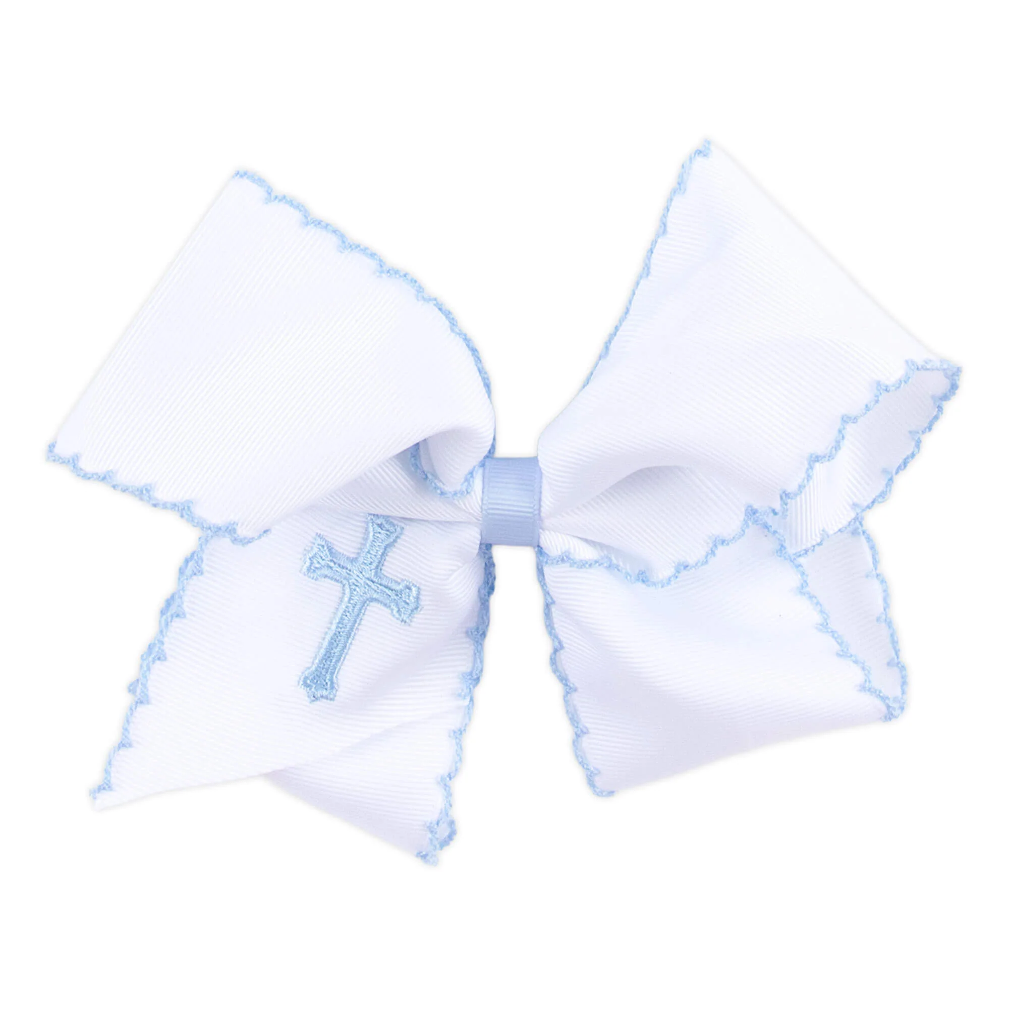 Cross Embroidered Moonstitch Hair Bow - Image 3
