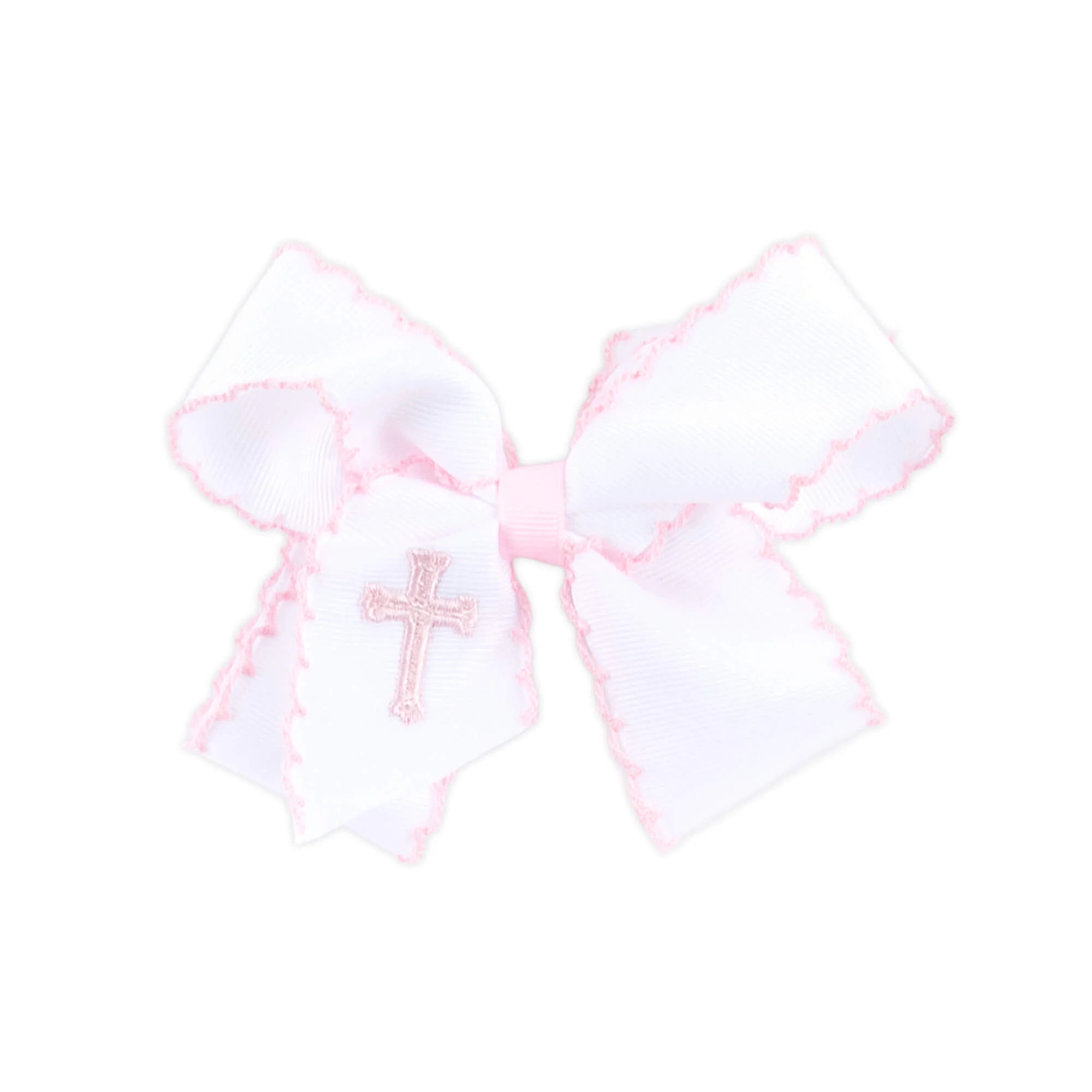 Cross Embroidered Moonstitch Hair Bow - Image 4