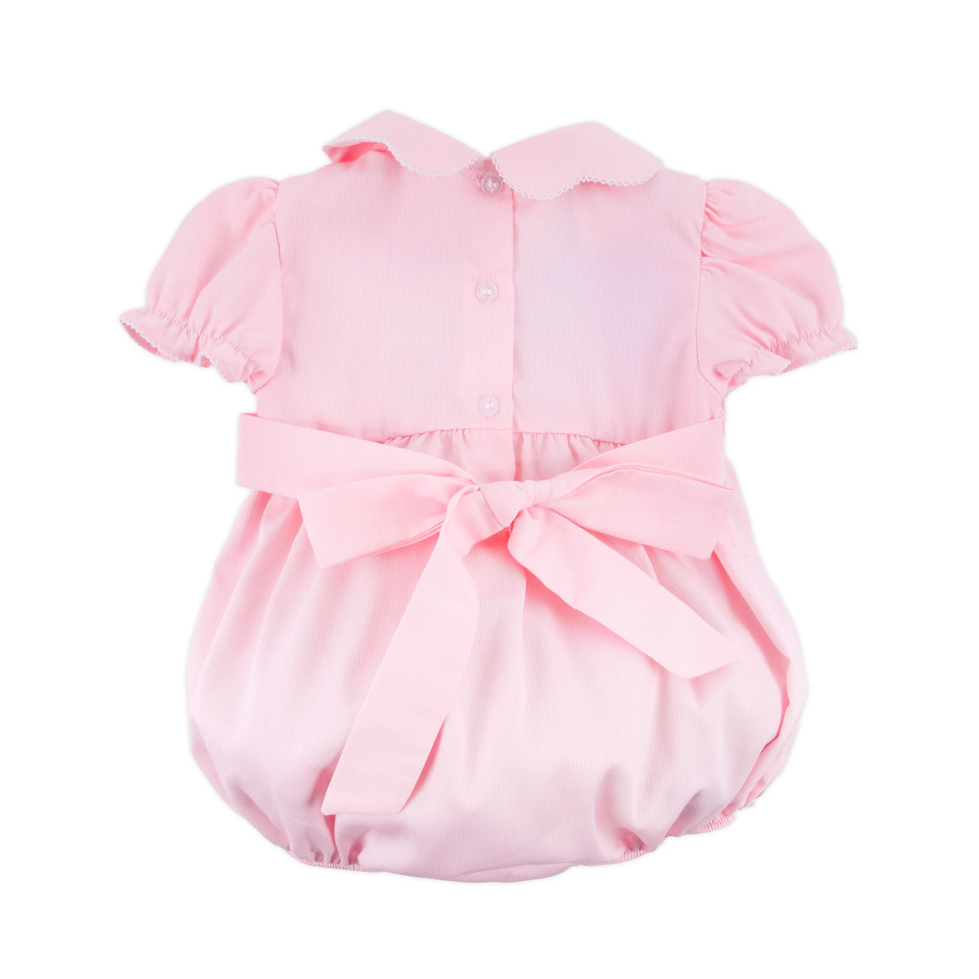 Cross Smocked Pink Pique Collared Bubble - Image 4