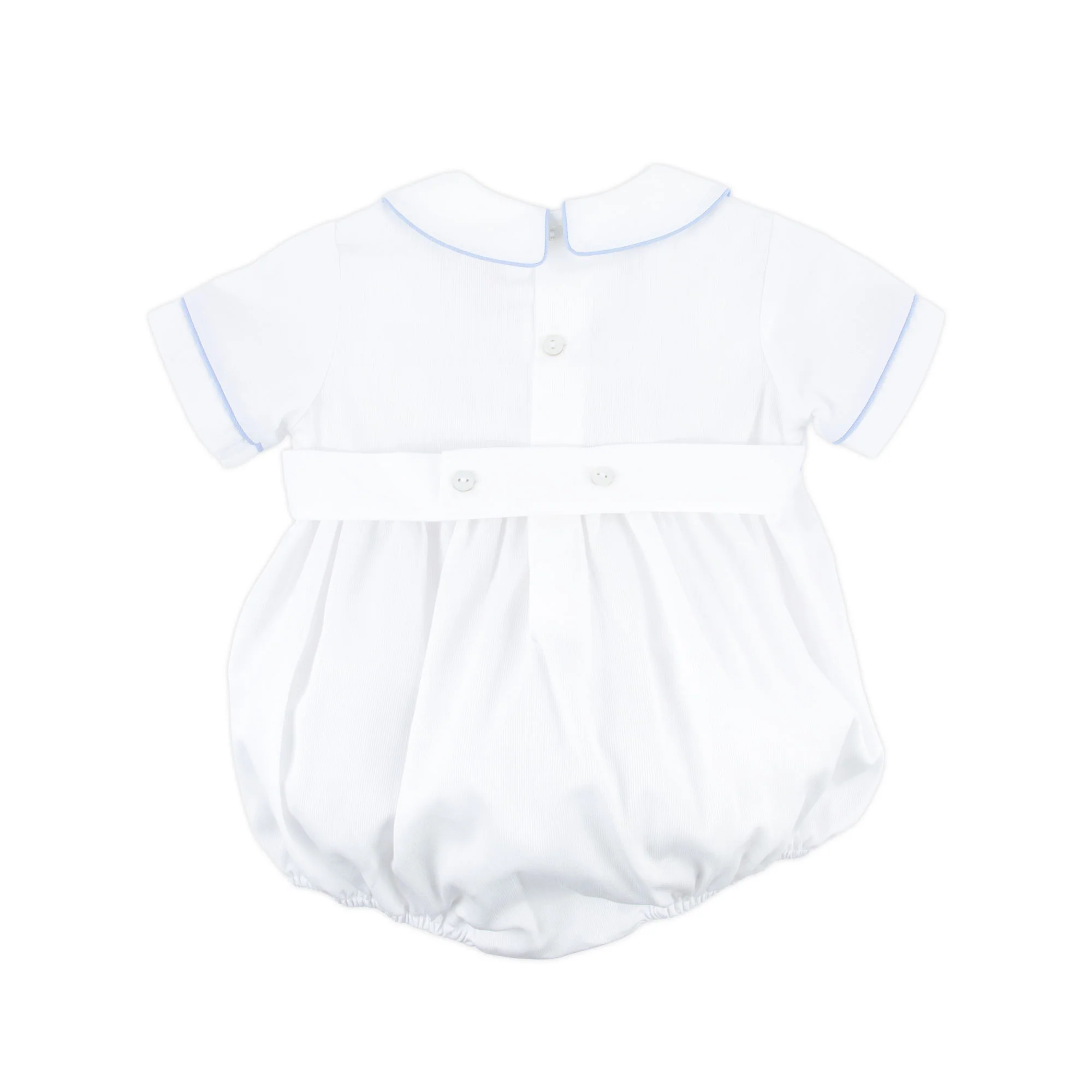 Smocked Blue Cross White Boy Bubble - Image 4