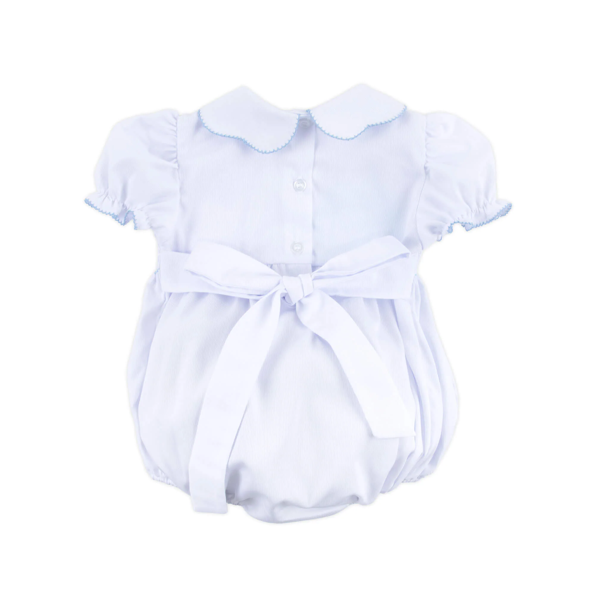 Blue Cross Smocked White Pique Collared Bubble - Image 2