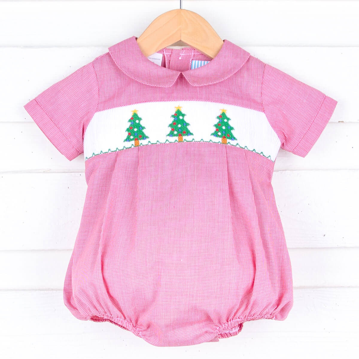 Twinkly Tree Red Smocked Boys Collared Bubble - Image 2