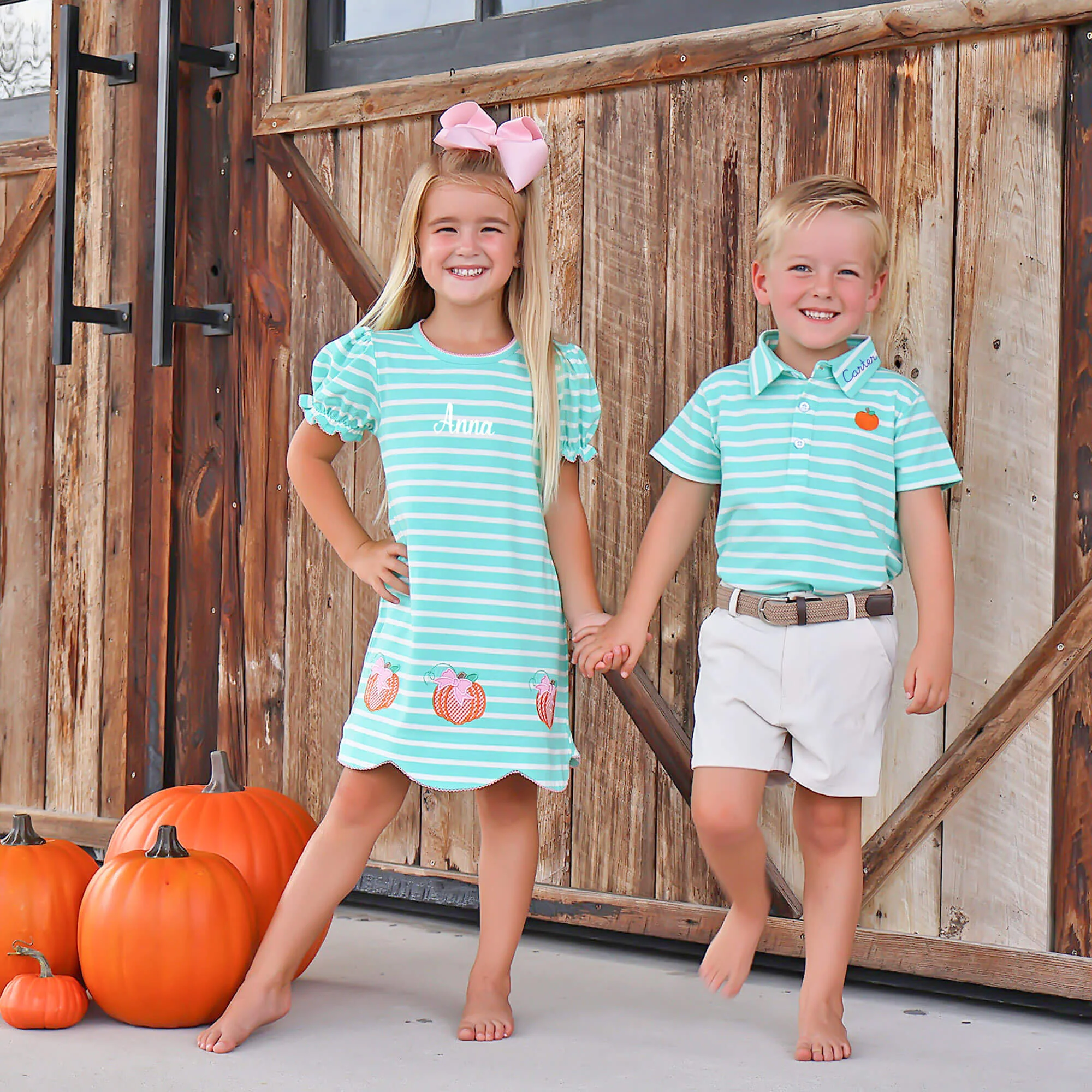 Cute Harvest Turquoise Stripe Dress - Image 3