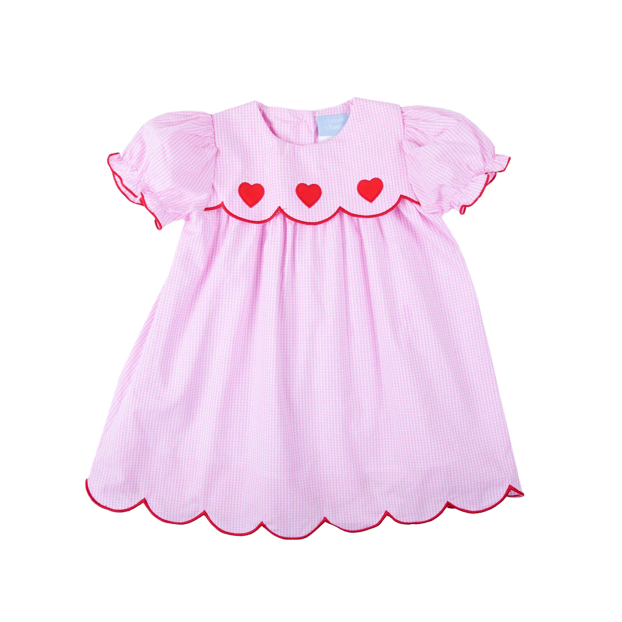 Cute Heart Pink Gingham Amelia Dress - Image 3