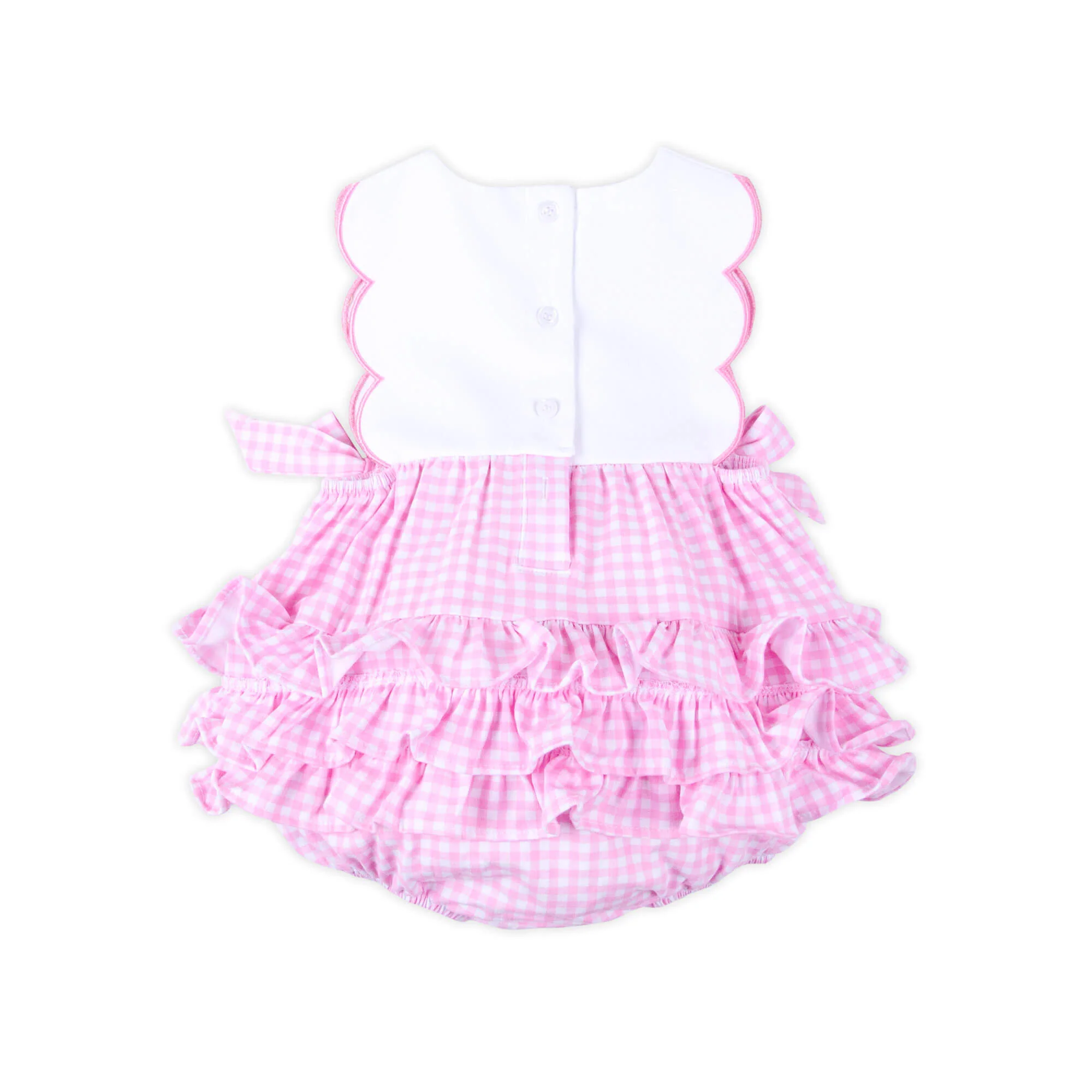 Cute Whale Pink Gingham Scalloped Bib Bubble - Image 4