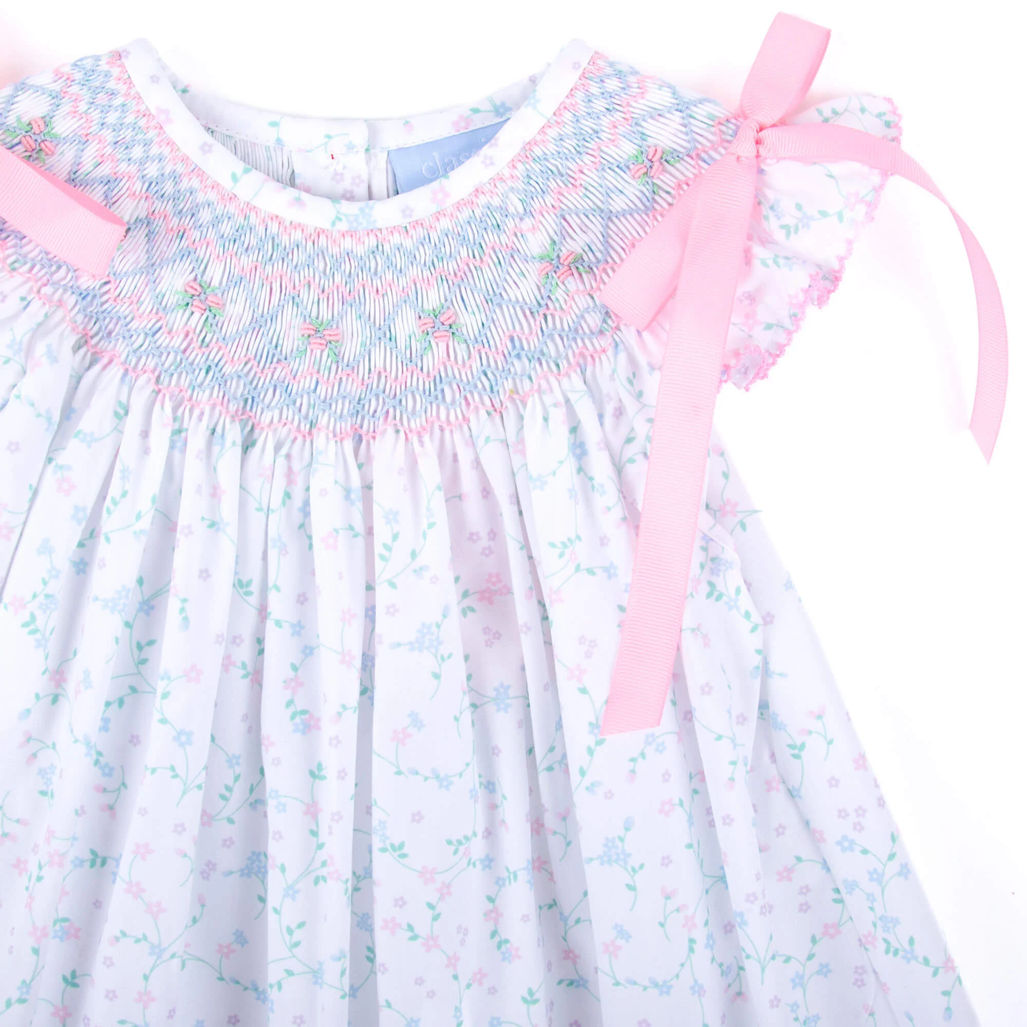 Dainty Floral Smocked Bow Bubble - Image 2