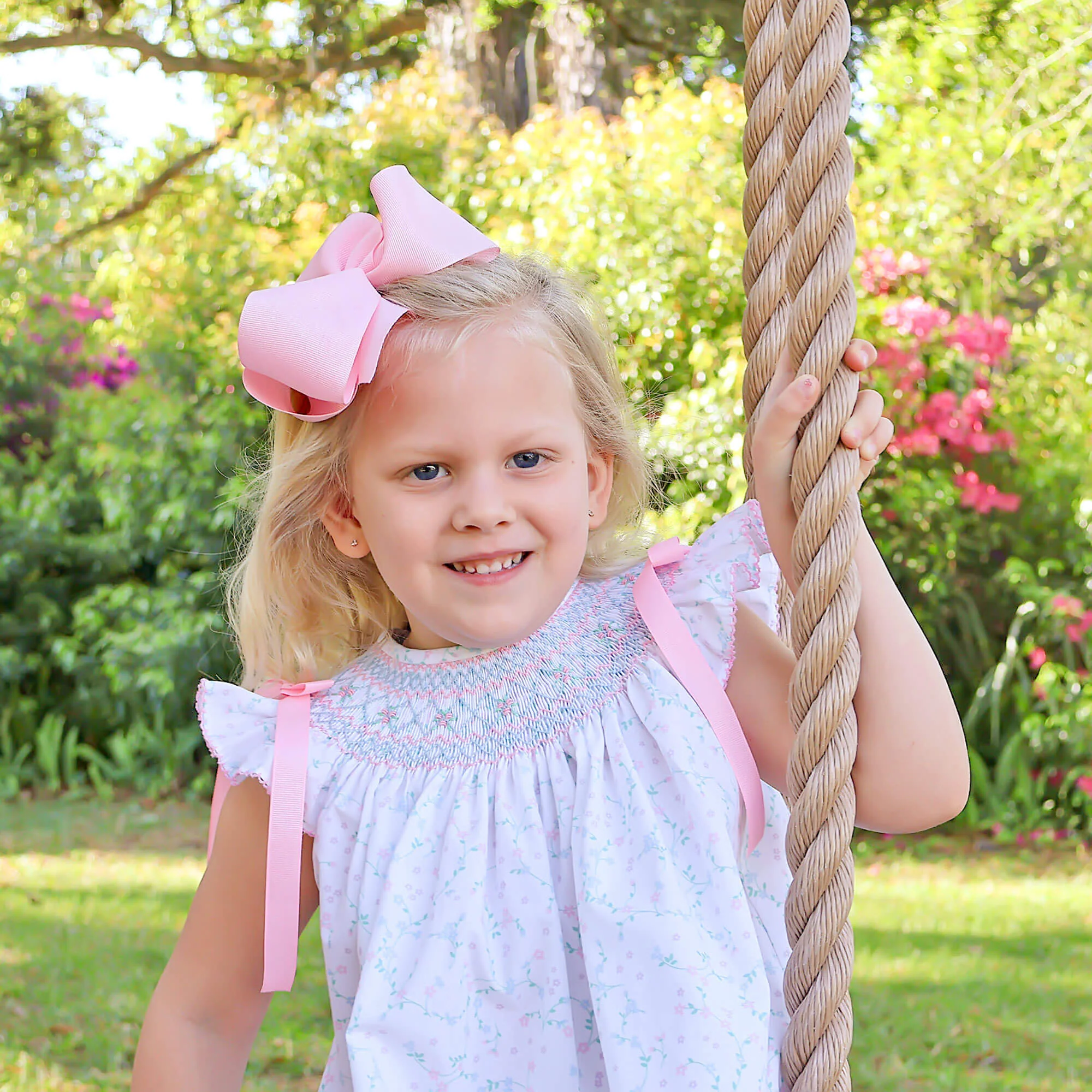 Dainty Floral Smocked Bow Dress - Image 5