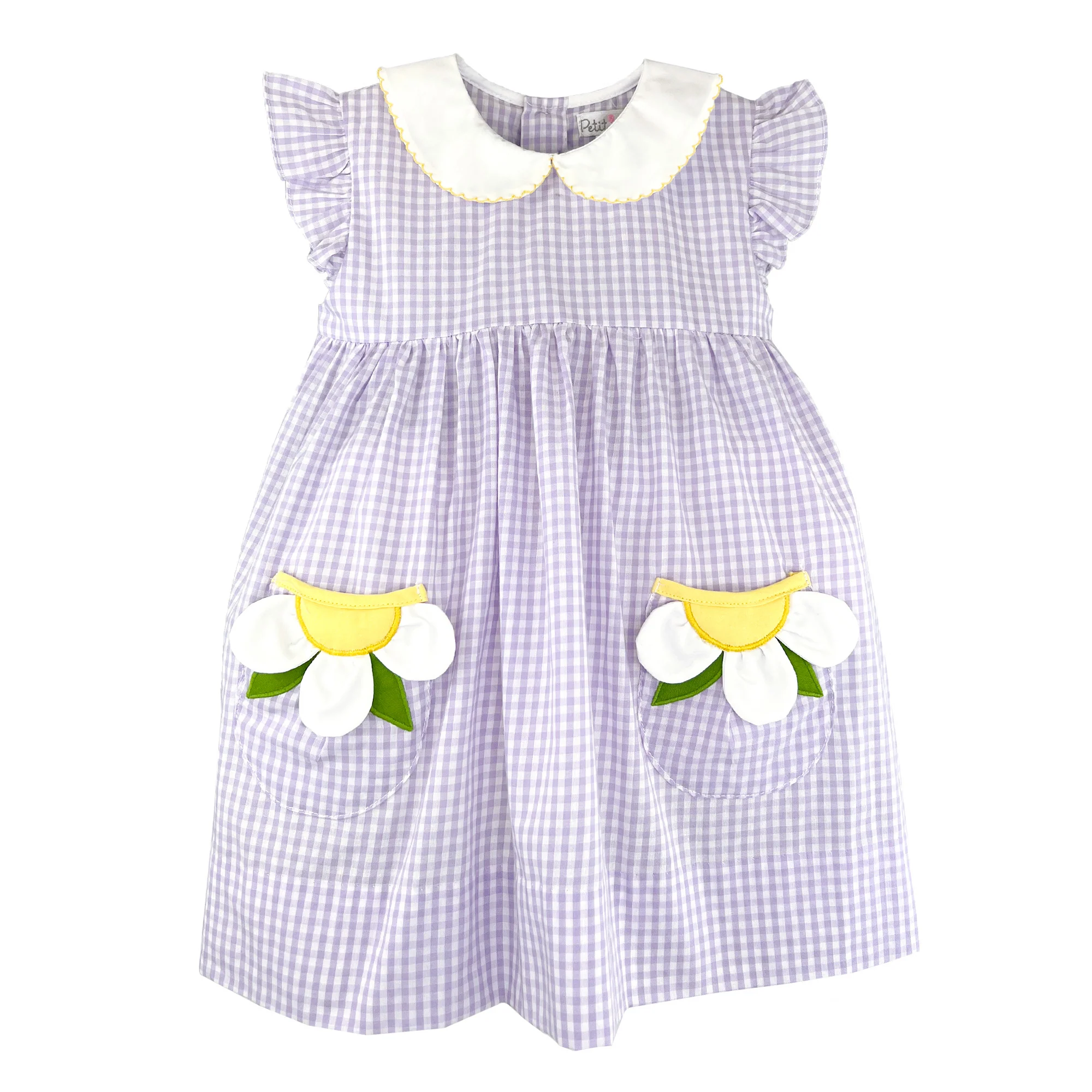 Daisy Lavender Gingham Collared Dress - Image 2
