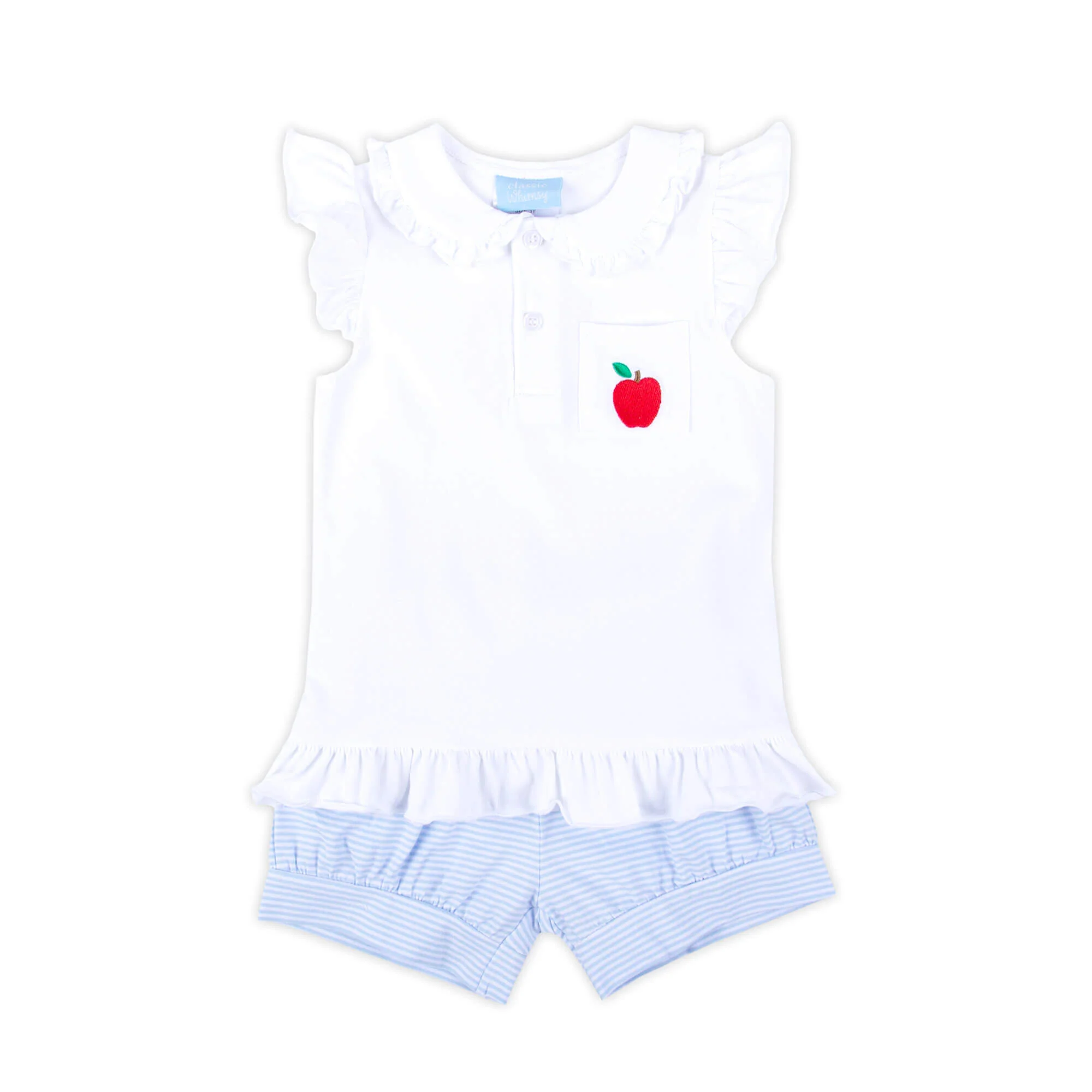 Darling Apple Light Blue Stripe Ruth Short Set - Image 2