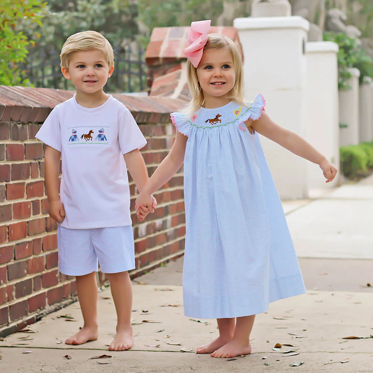 Derby Smocked Blue Stripe Short Set - Image 4