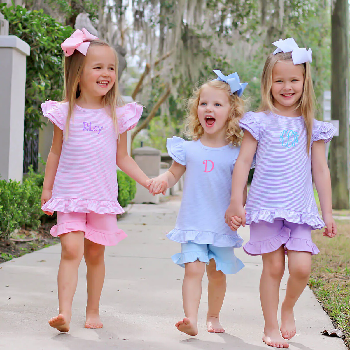 Milly Stripe Ruffle Short Set Light Blue - Image 7