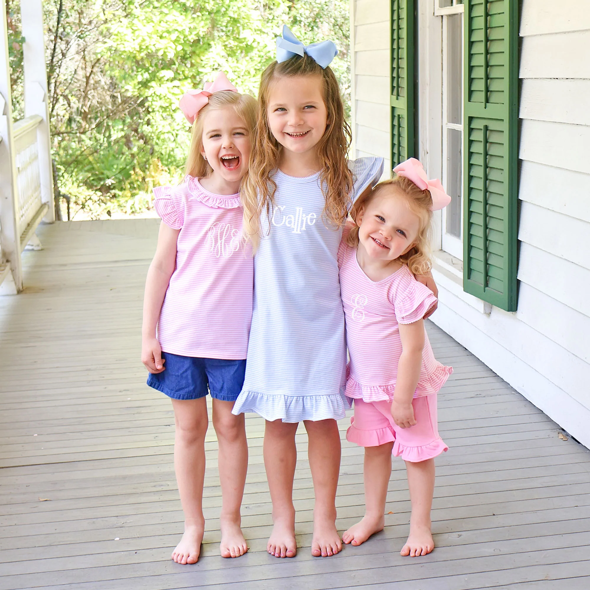 Milly Stripe Ruffle Short Set Pink - Image 3